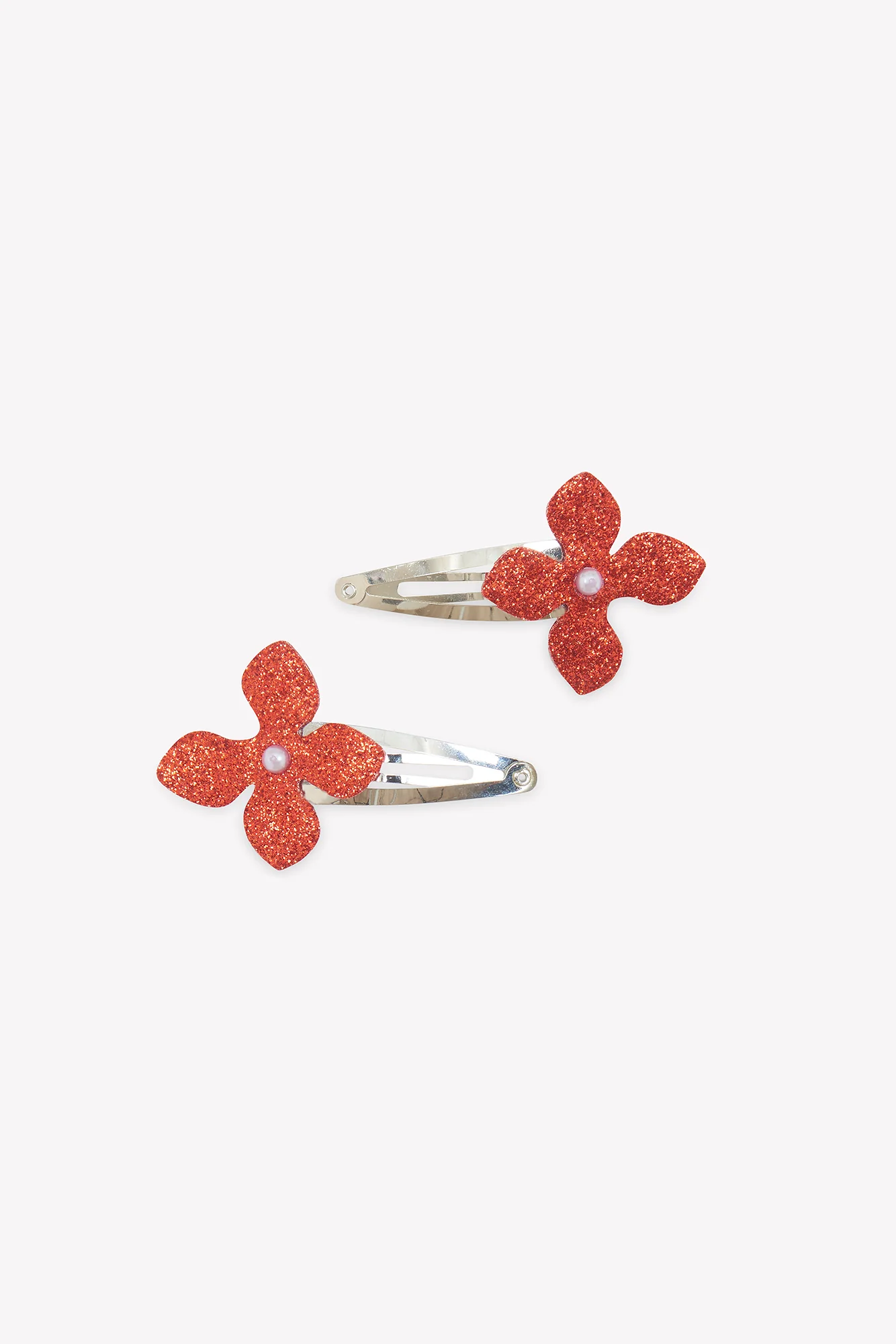 Barrette - Cerise métal fleurs paillettes