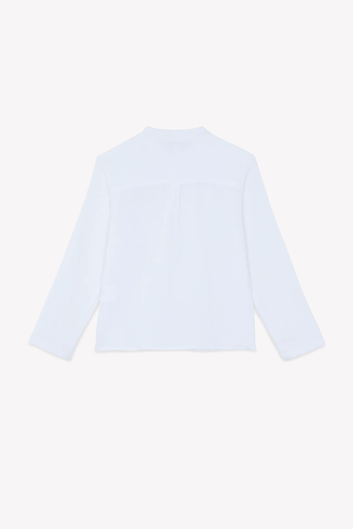 Chemise - Blanc gaze de coton col mao - Image 5