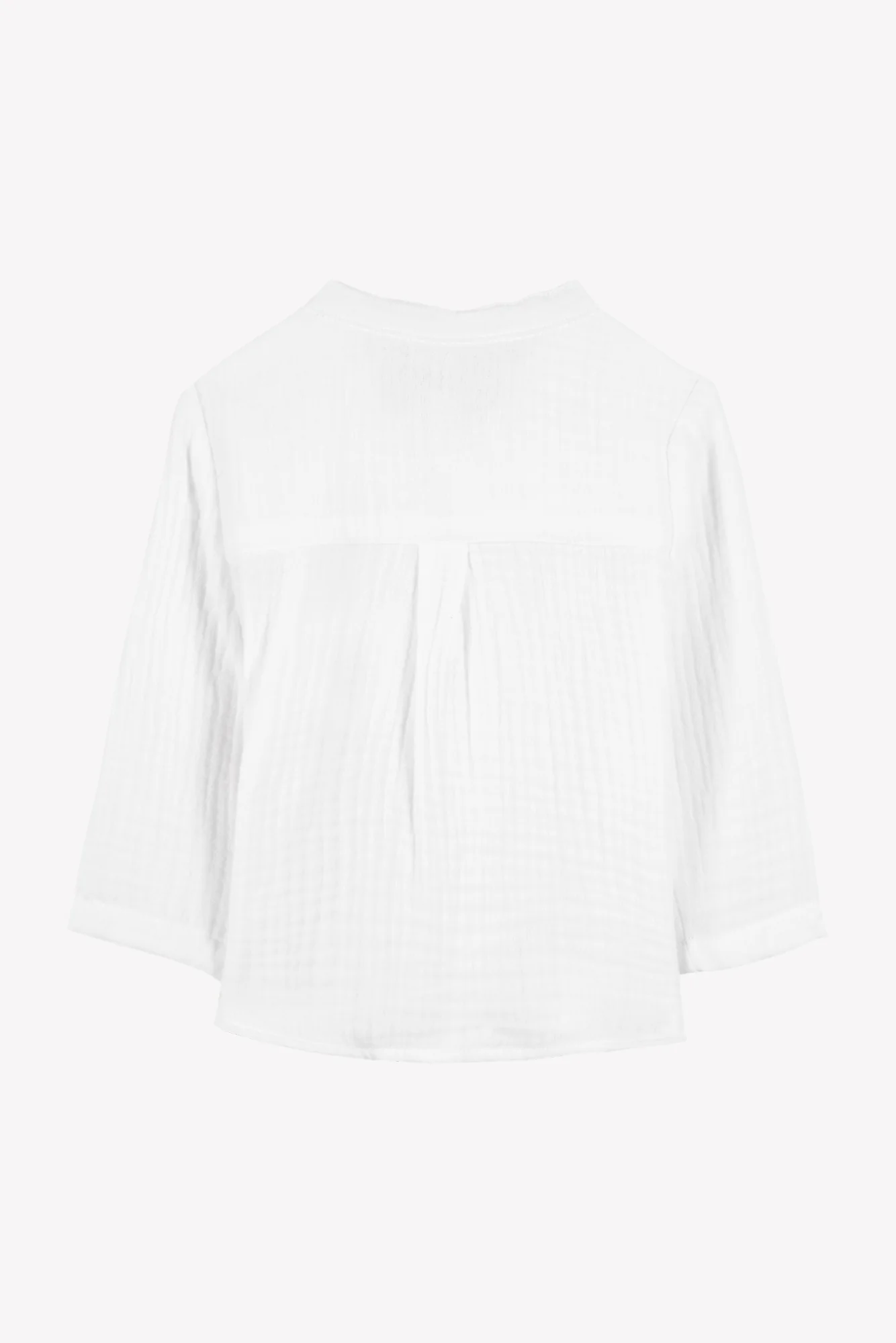 Chemise - Blanc gaze de coton col mao - Image 5