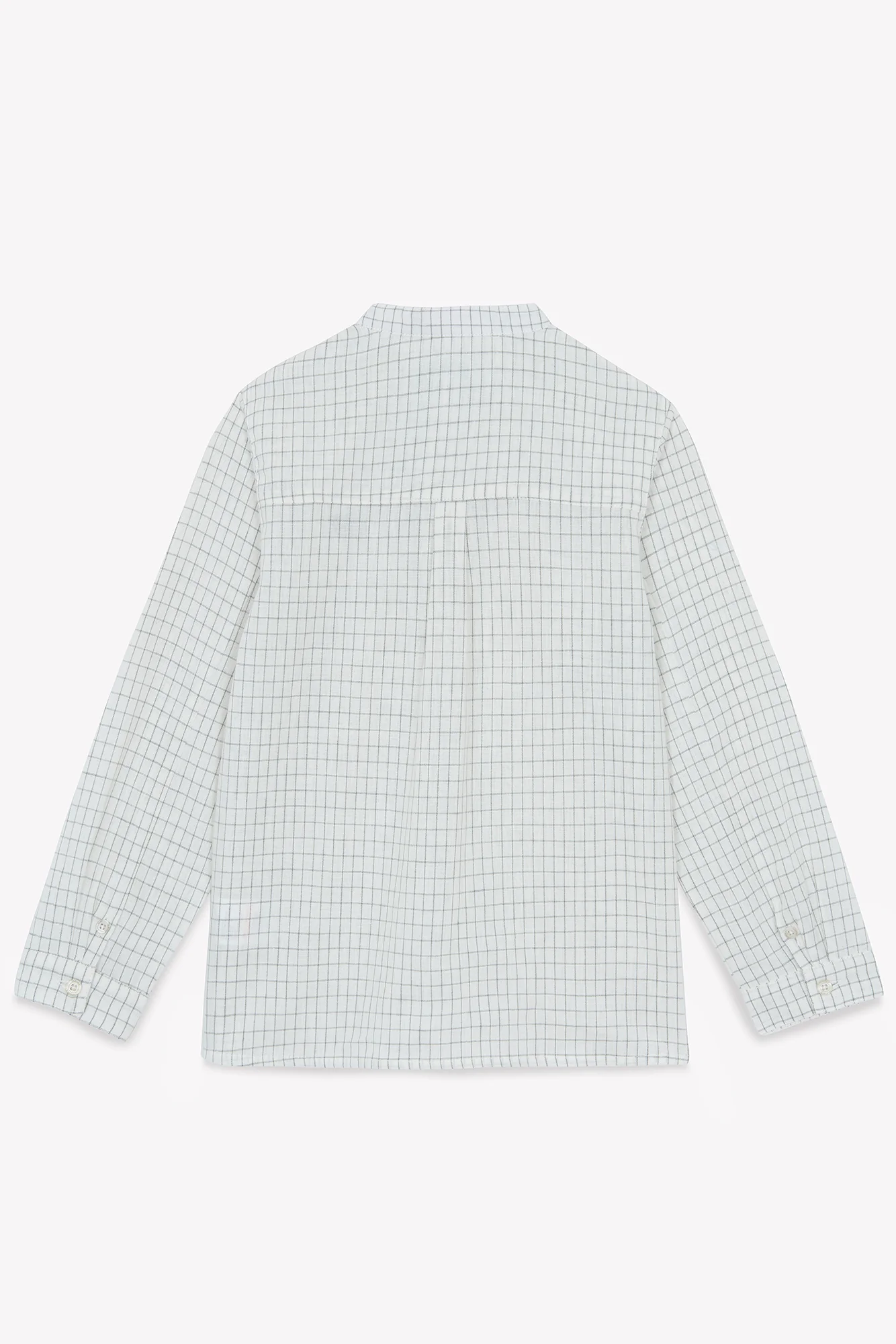 Chemise - Vert fougère lin carreaux col mao - Image 4