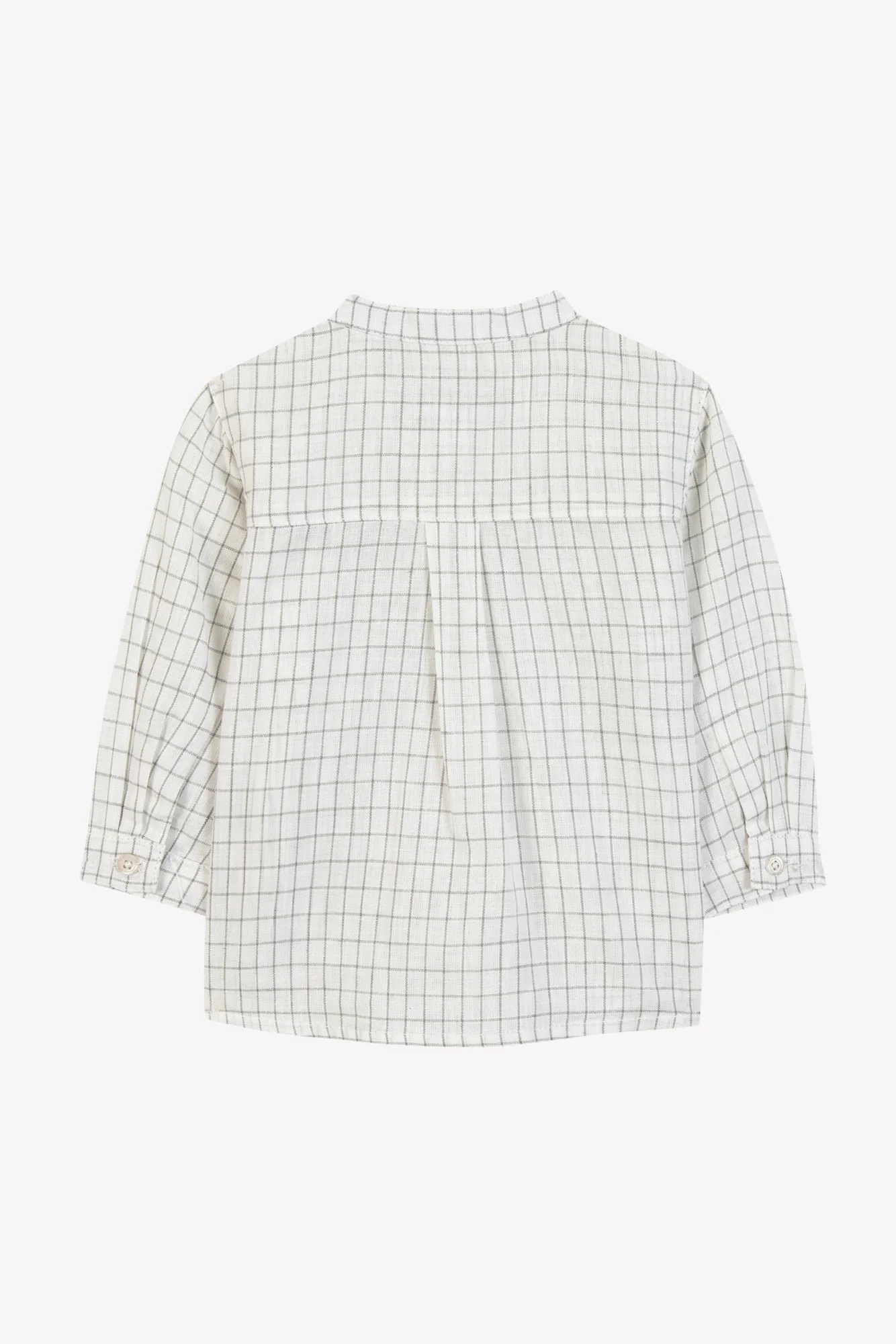 Chemise - Vert fougère lin carreaux col mao - Image 6