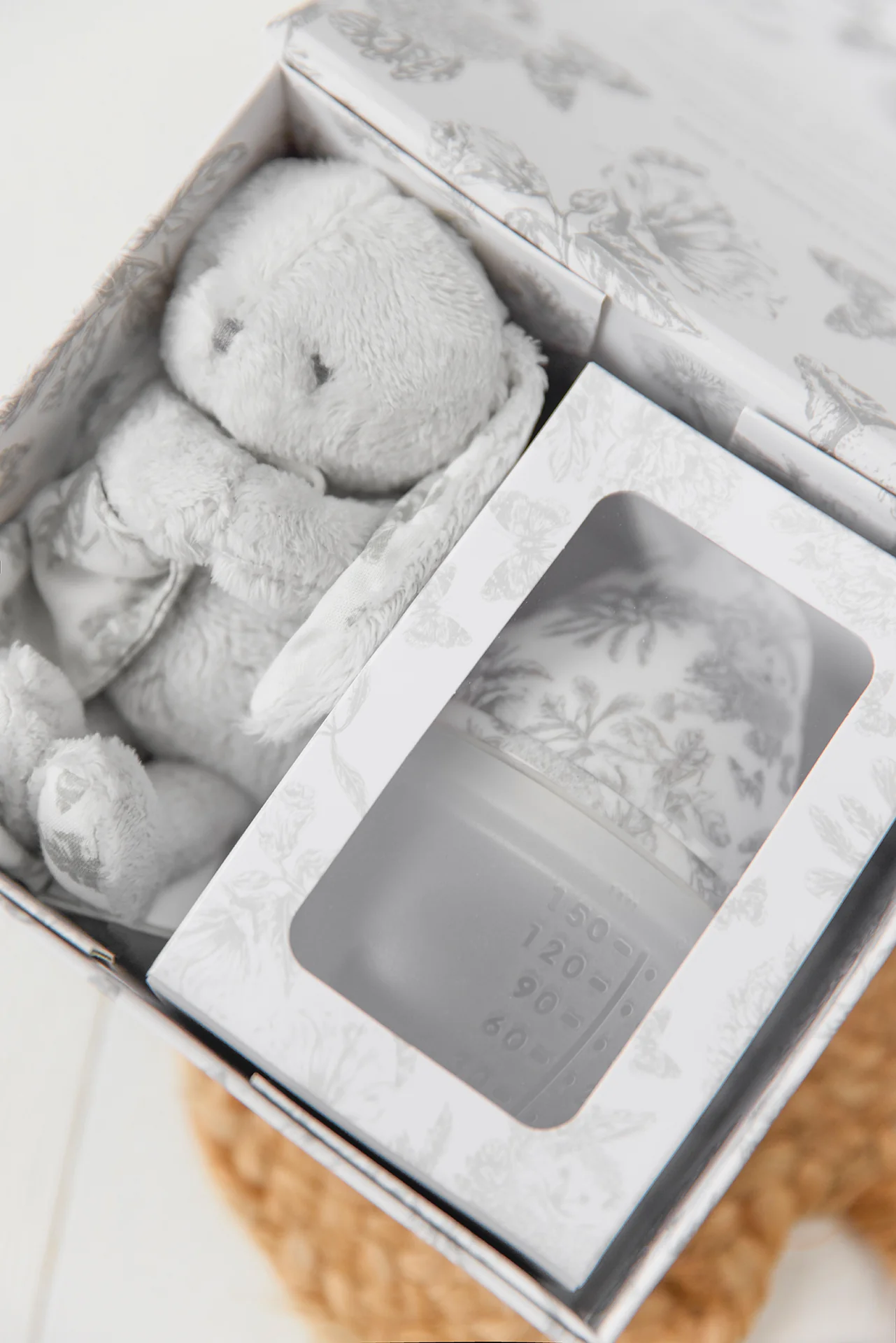 Coffret biberon et doudou - Toile de jouy gris Élhée x Tartine et Chocolat - Image 2