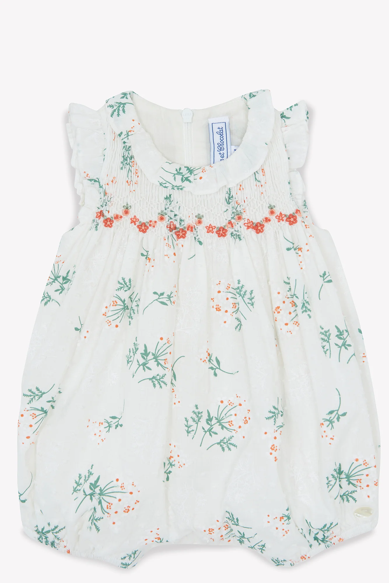 Combinaison courte - Blanc smock imprimé fleuri - Image 3
