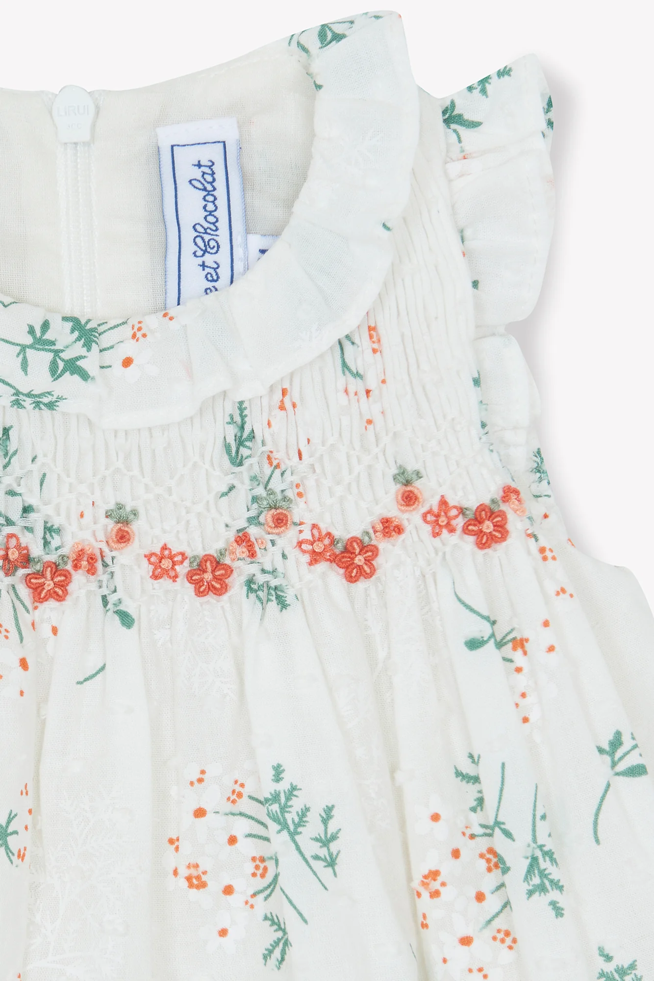 Combinaison courte - Blanc smock imprimé fleuri - Image 5