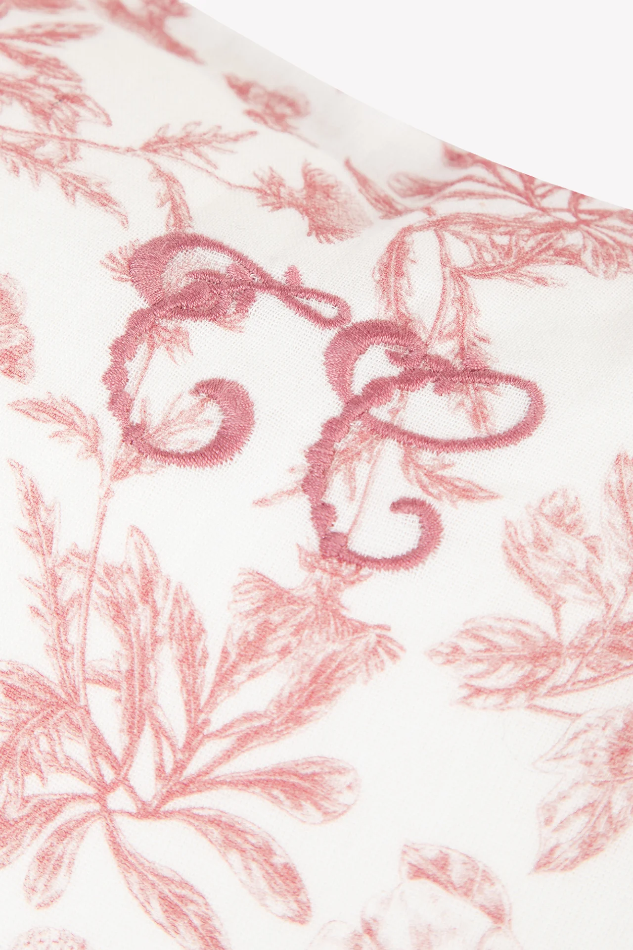 Coussin réversible - Imprimé inspiration Toile de Jouy rose - Image 5