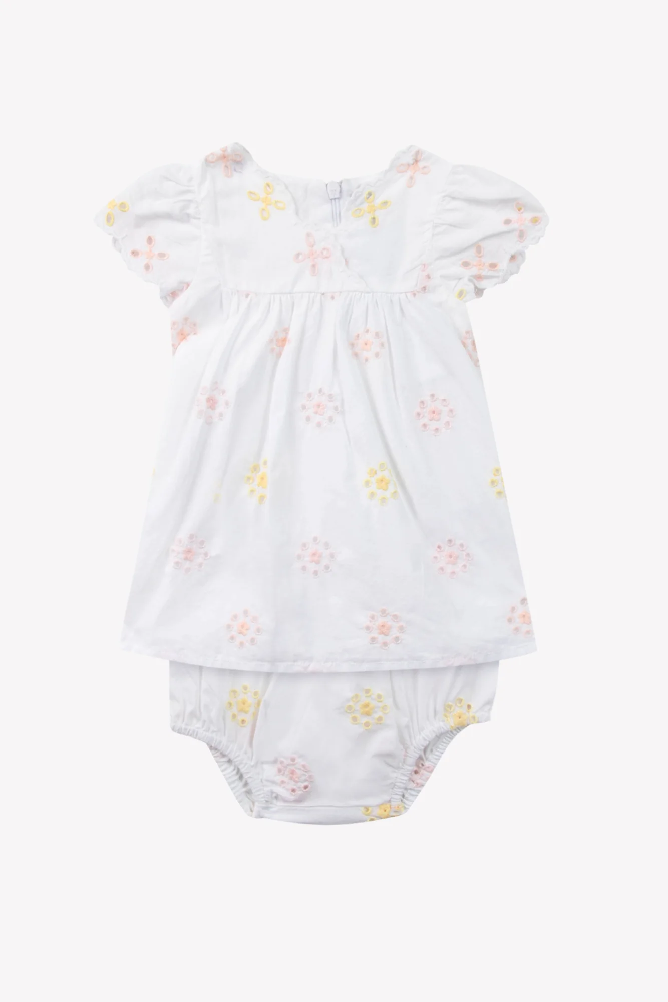 Ensemble court - Blanc broderie fleurie ajourée - Image 4