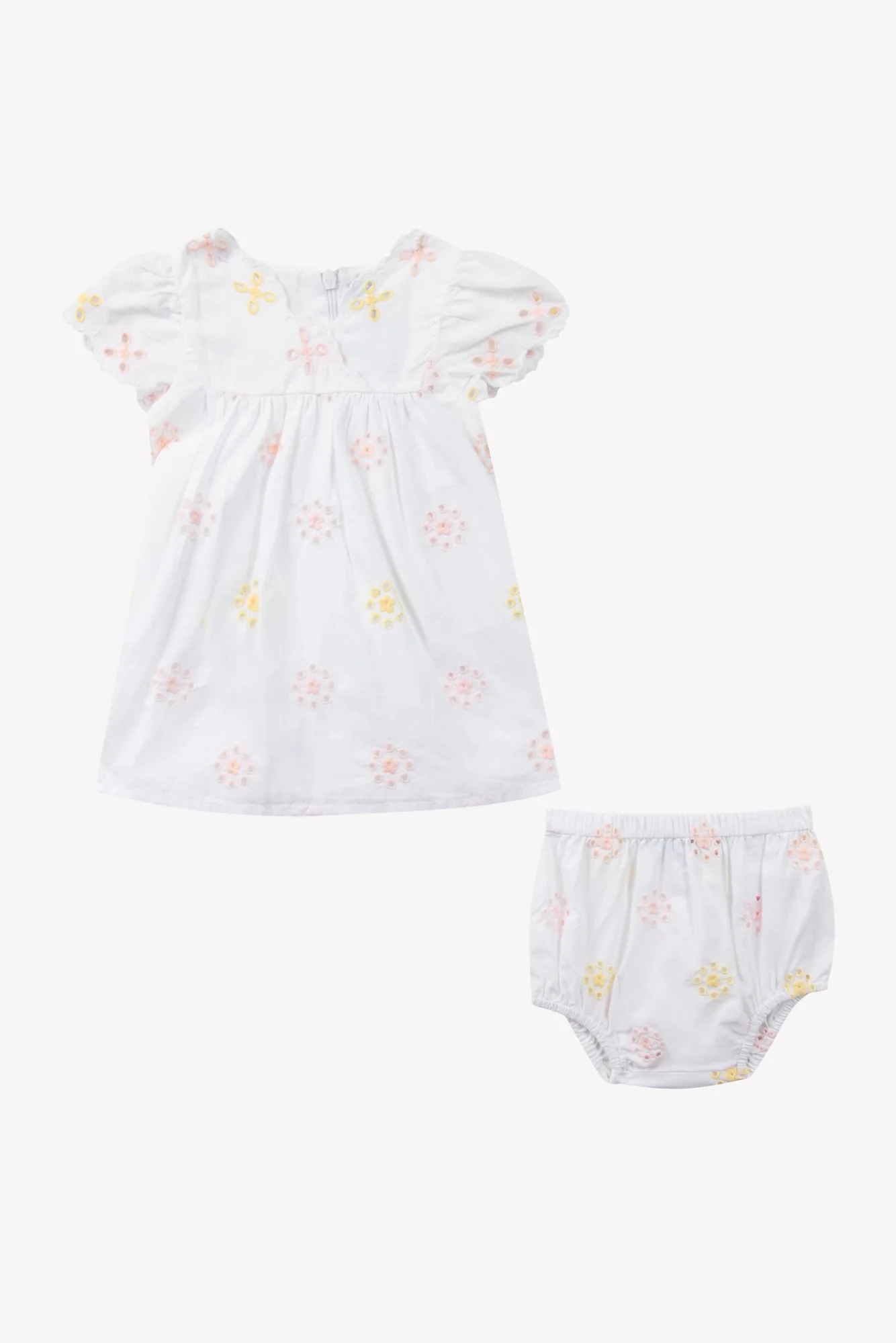 Ensemble court - Blanc broderie fleurie ajourée - Image 5
