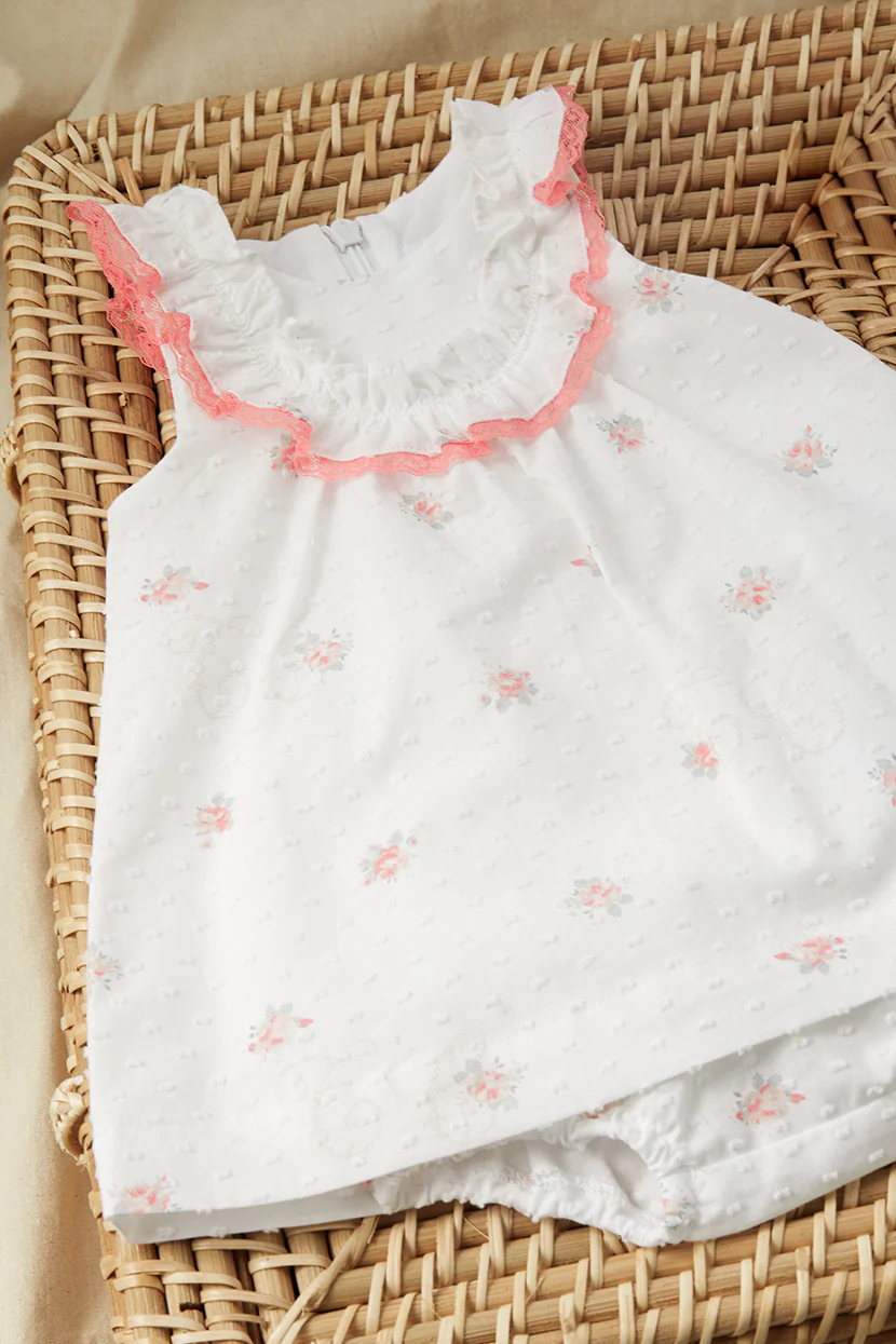 Ensemble court - Blanc tissu plumetis