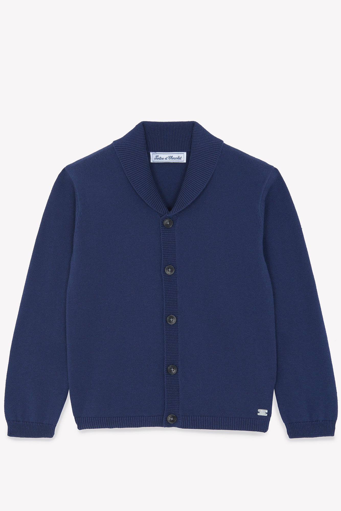 Gilet - Marine maille col châle - Image 5