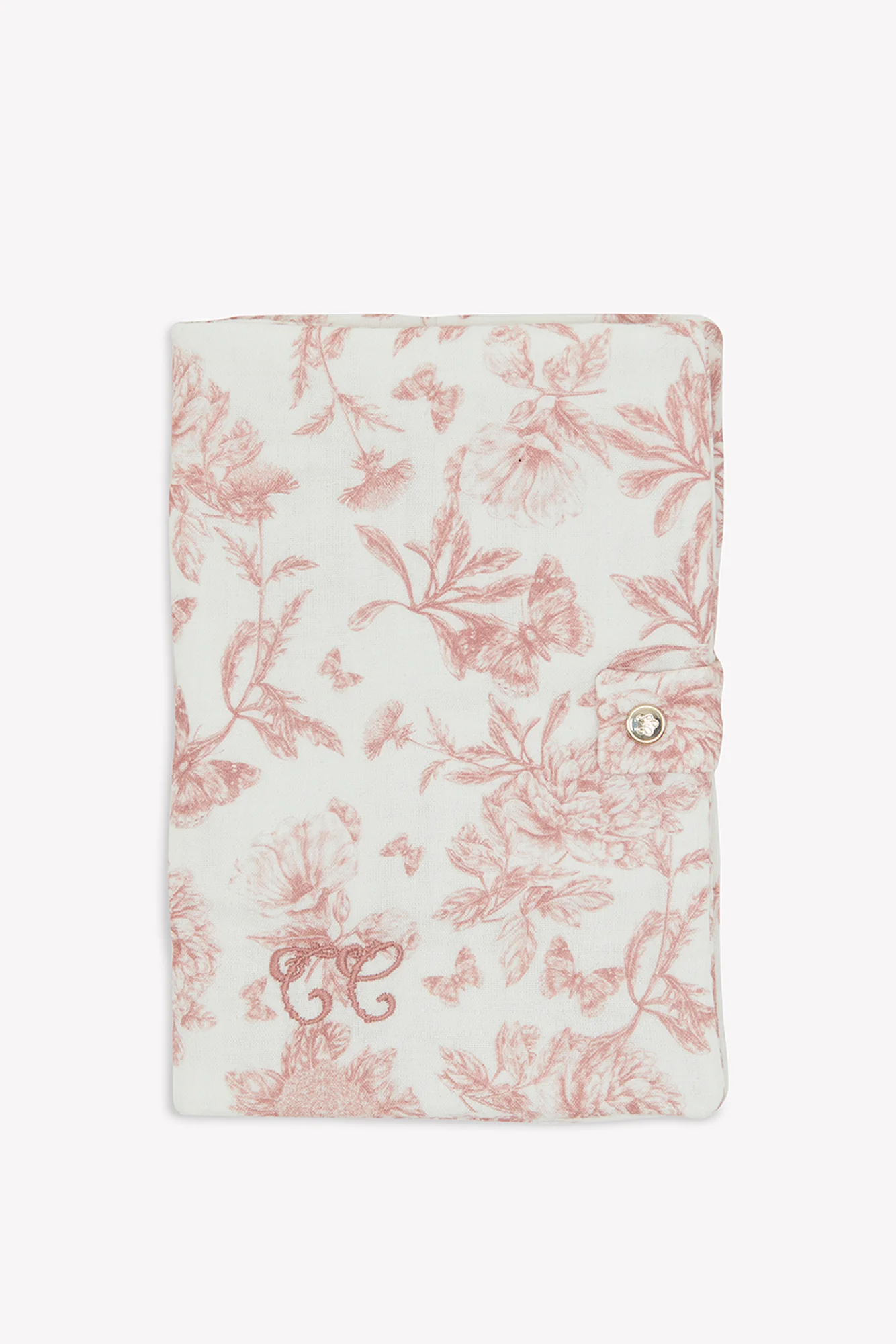 Housse de carnet de santé - Imprimé inspiration Toile de Jouy rose