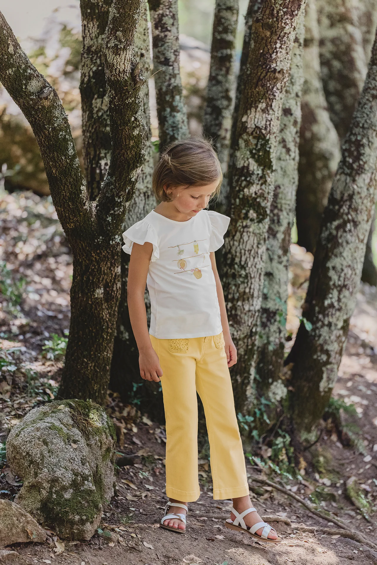 Jean - Pollen évasé broderie