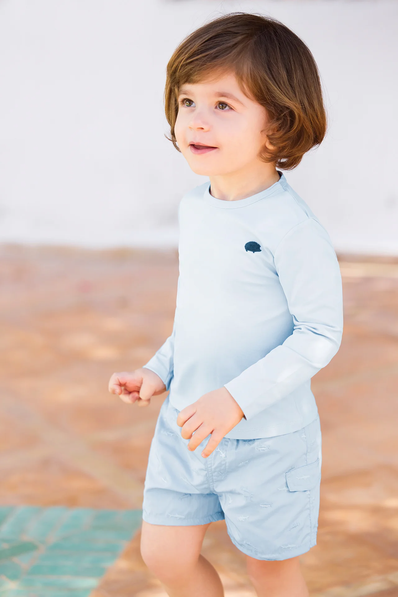 Maillot de bain - Bleu lavé illustration requins