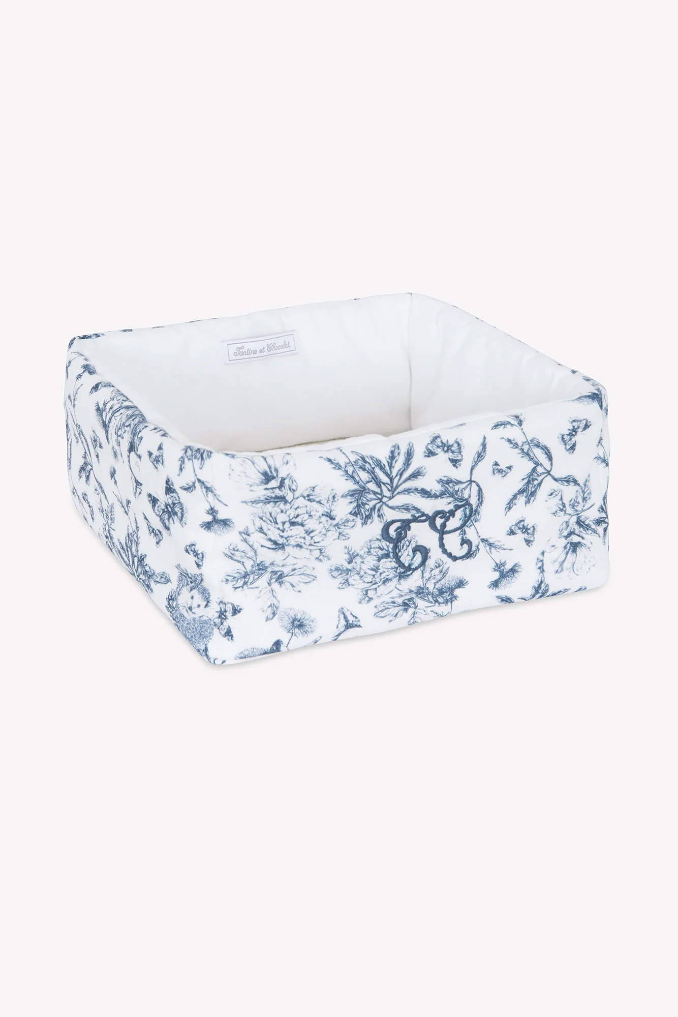 Panière - Imprimé inspiration toile de jouy bleu - Image 3