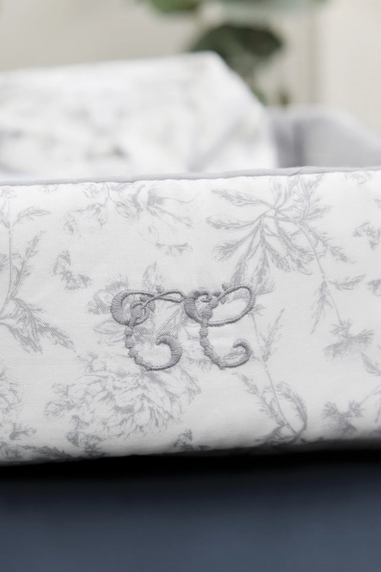 Panière - Imprimé inspiration toile de jouy gris - Image 2