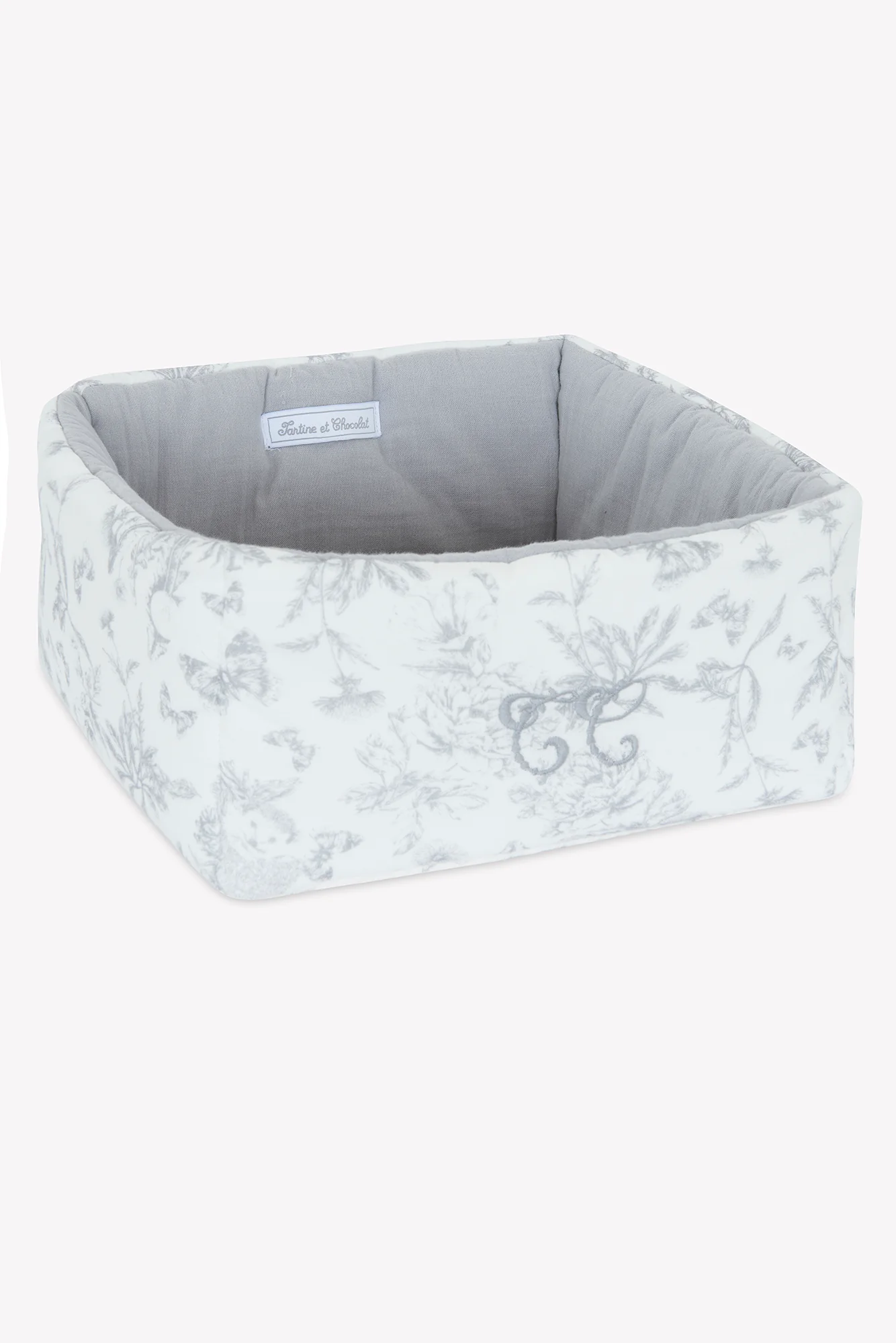 Panière - Imprimé inspiration toile de jouy gris - Image 4