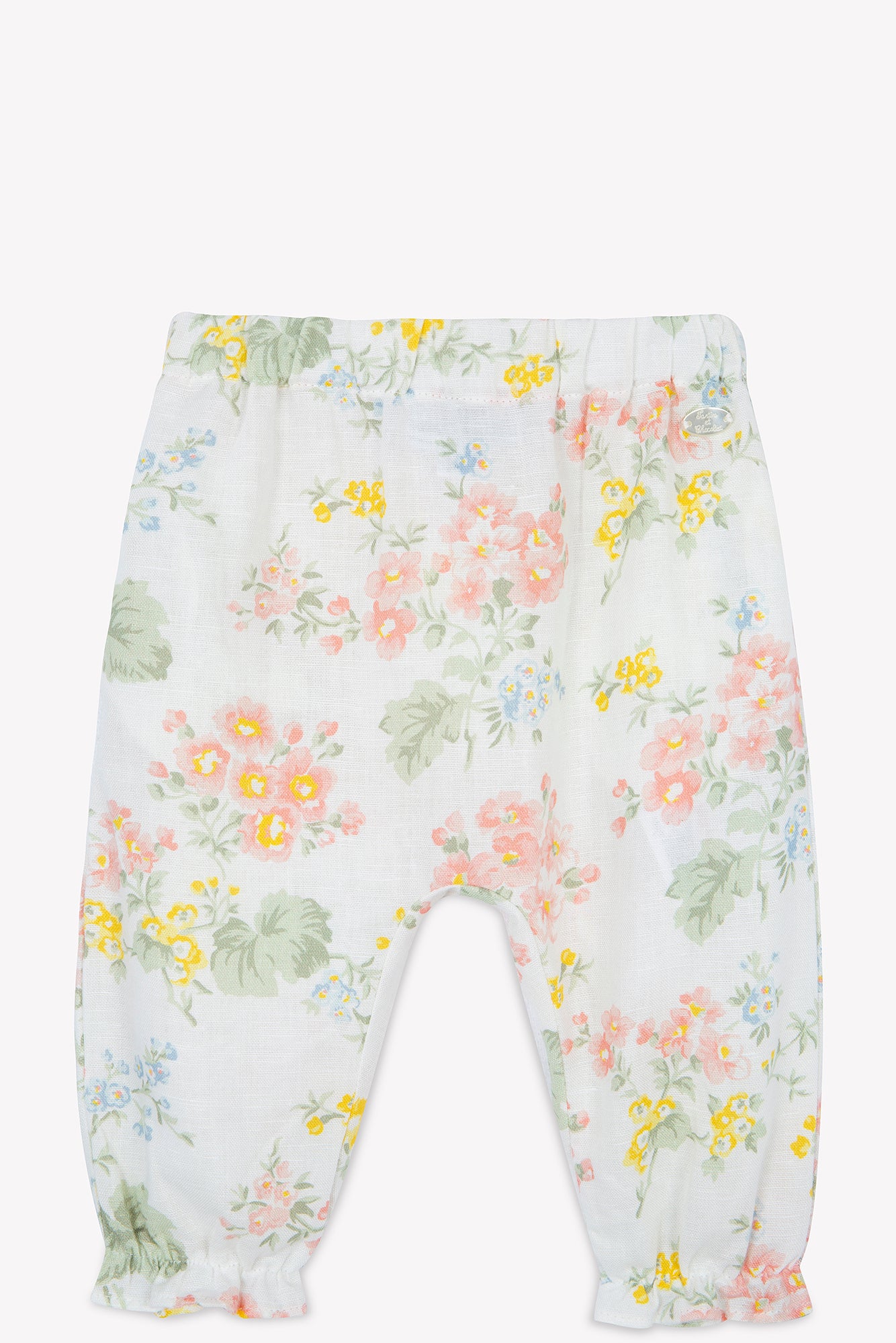Pantalon - écru lin imprmé fleuri - Image 3