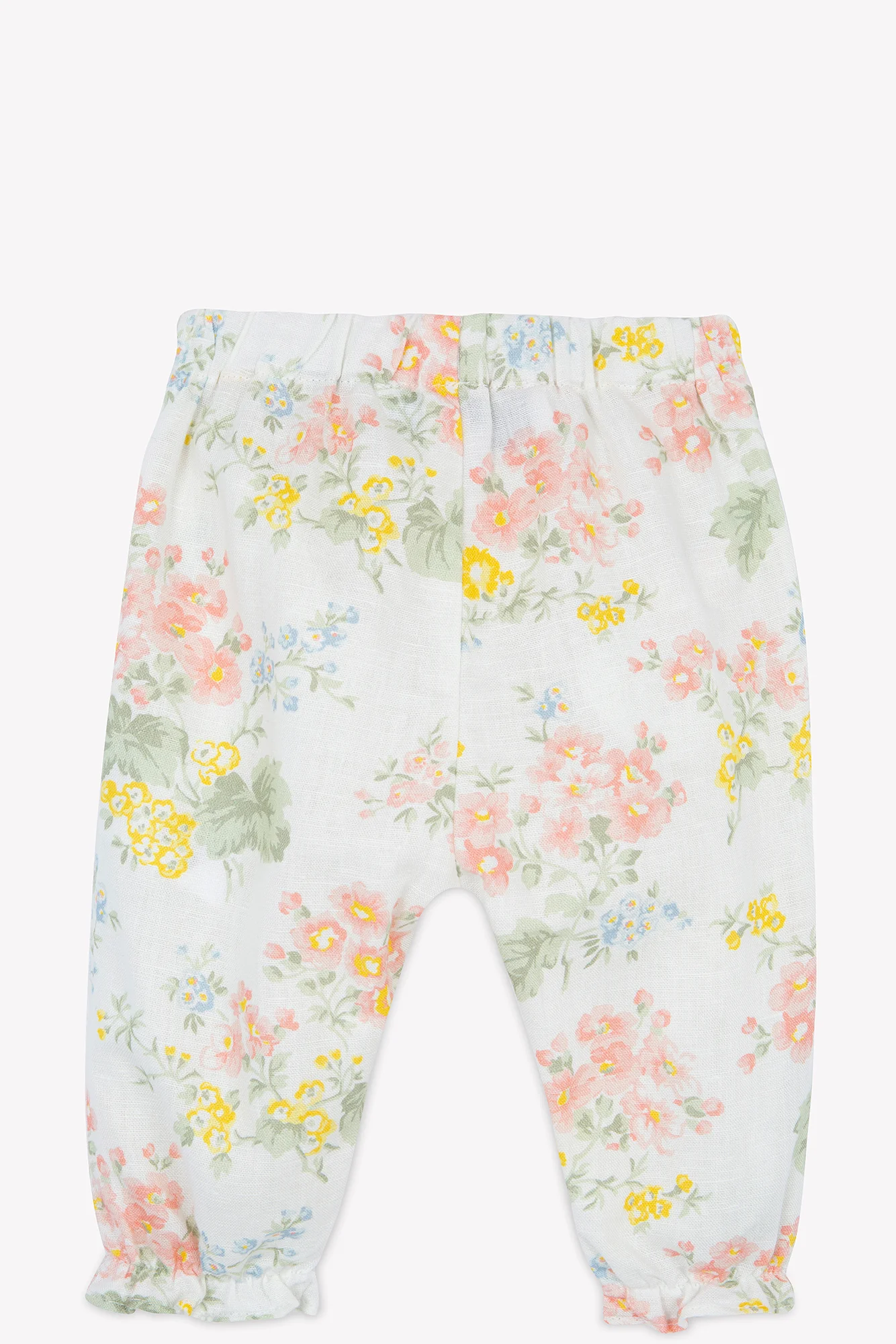 Pantalon - écru lin imprmé fleuri - Image 4