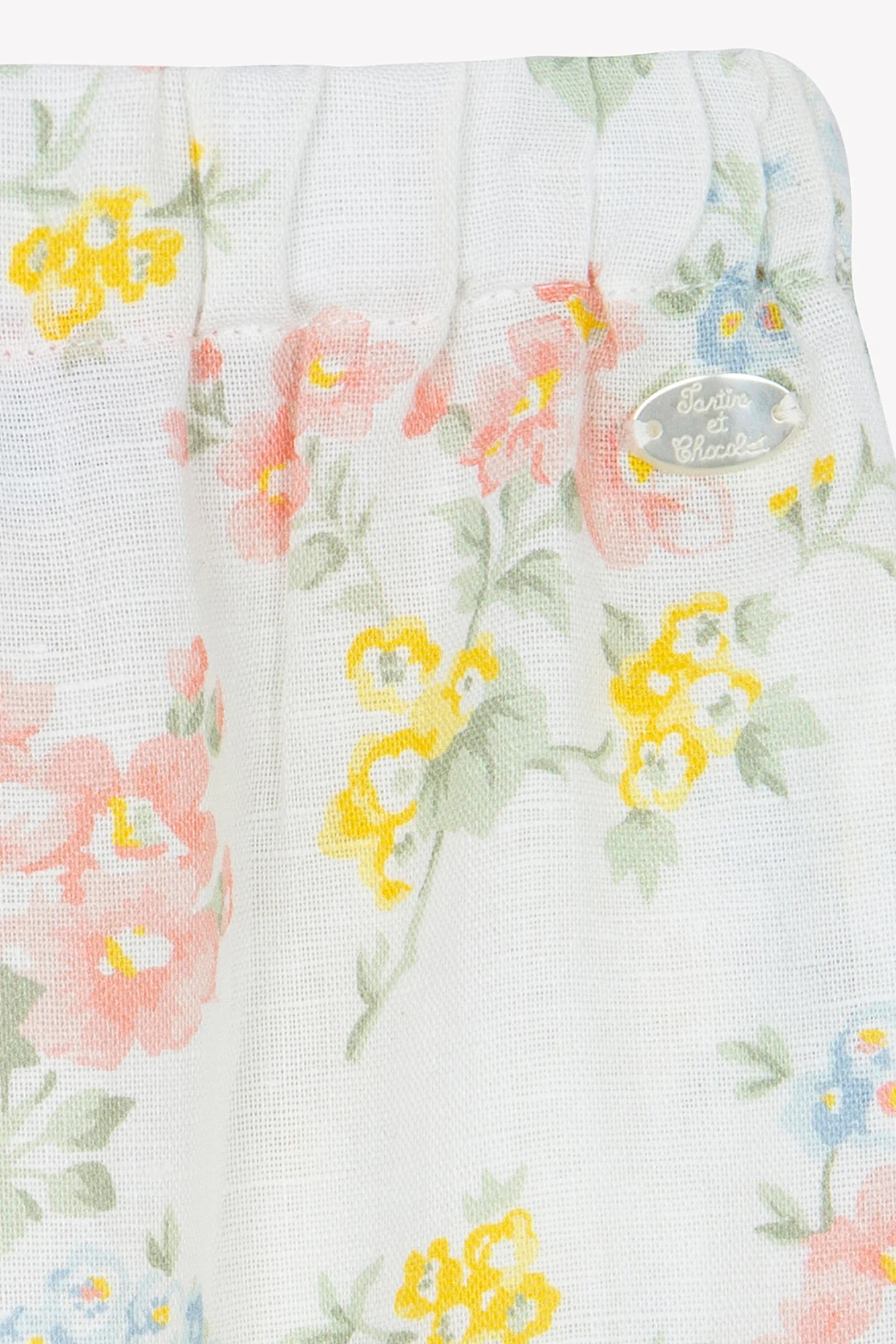 Pantalon - écru lin imprmé fleuri - Image 5