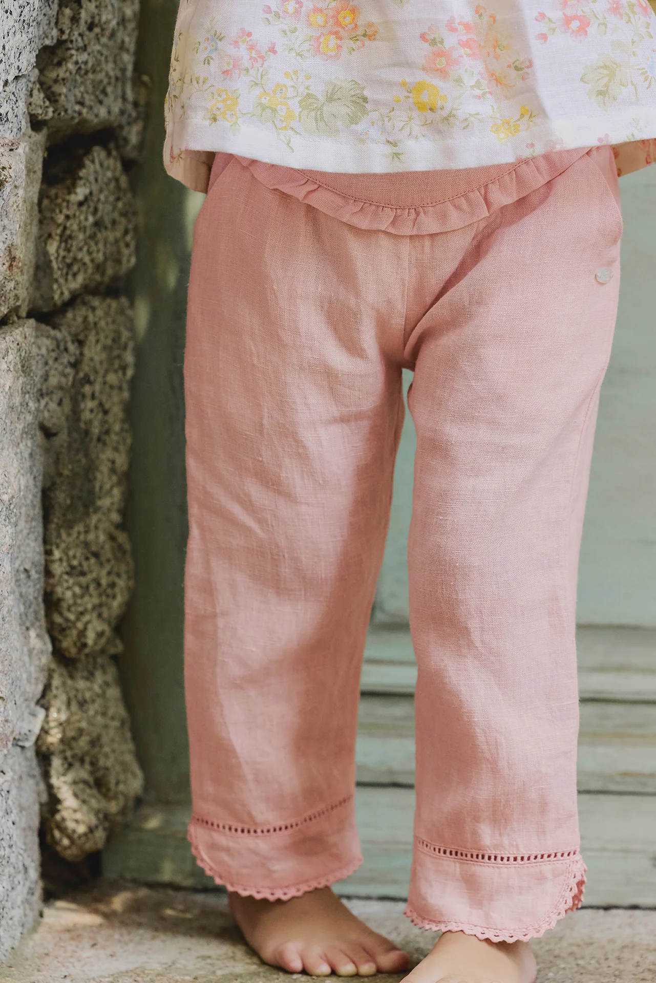 Pantalon - Pivoine lin détails ajourés