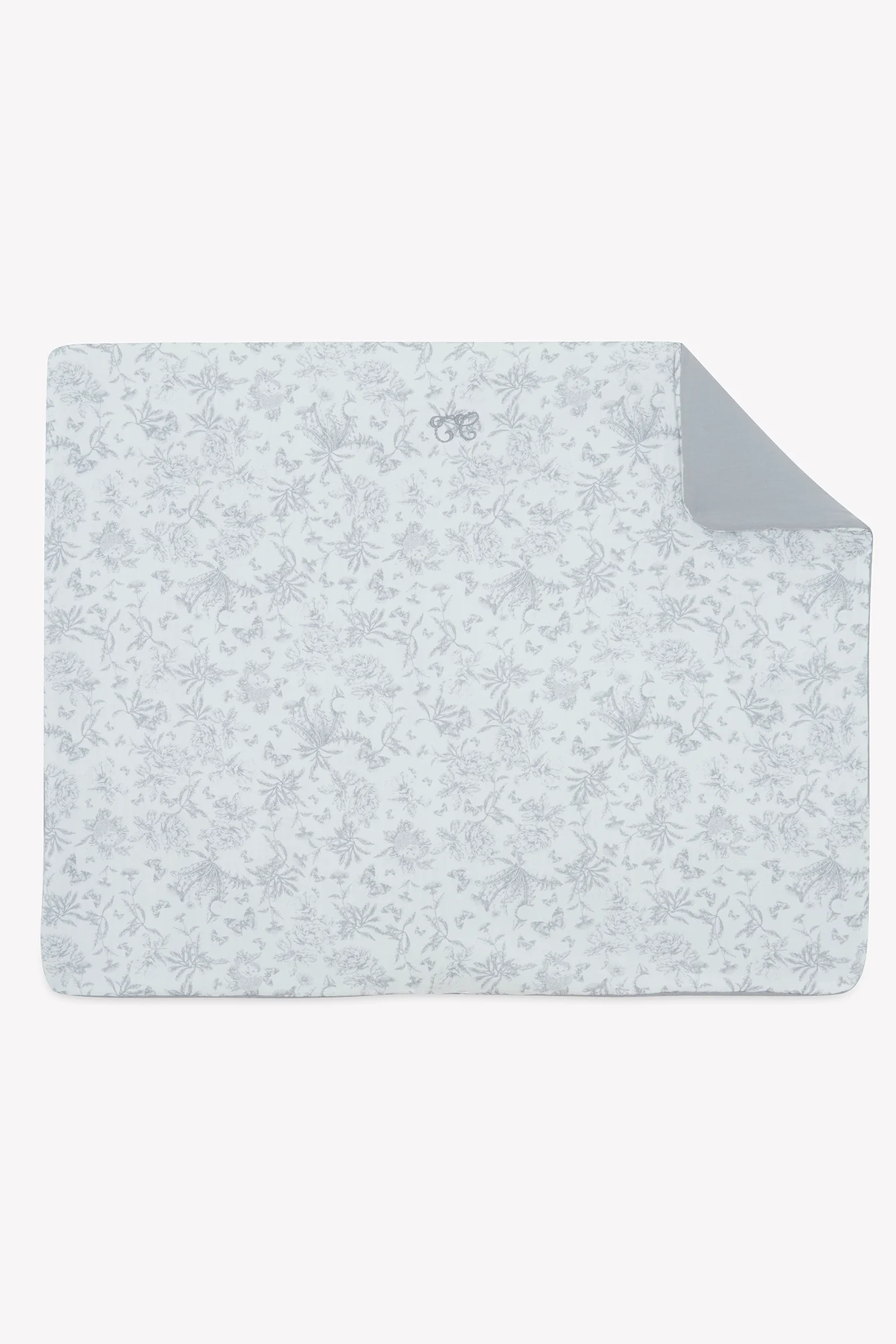 Plaid réversible - Imprimé inspiration toile de jouy gris - Image 4