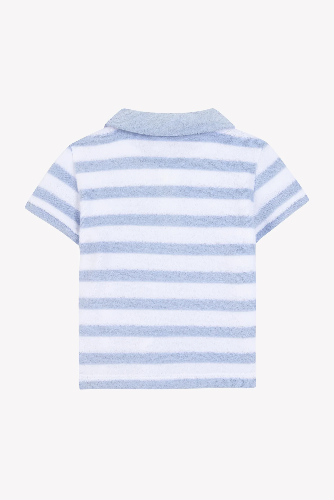 Polo - Bleu lavé rayé maille éponge - Image 5