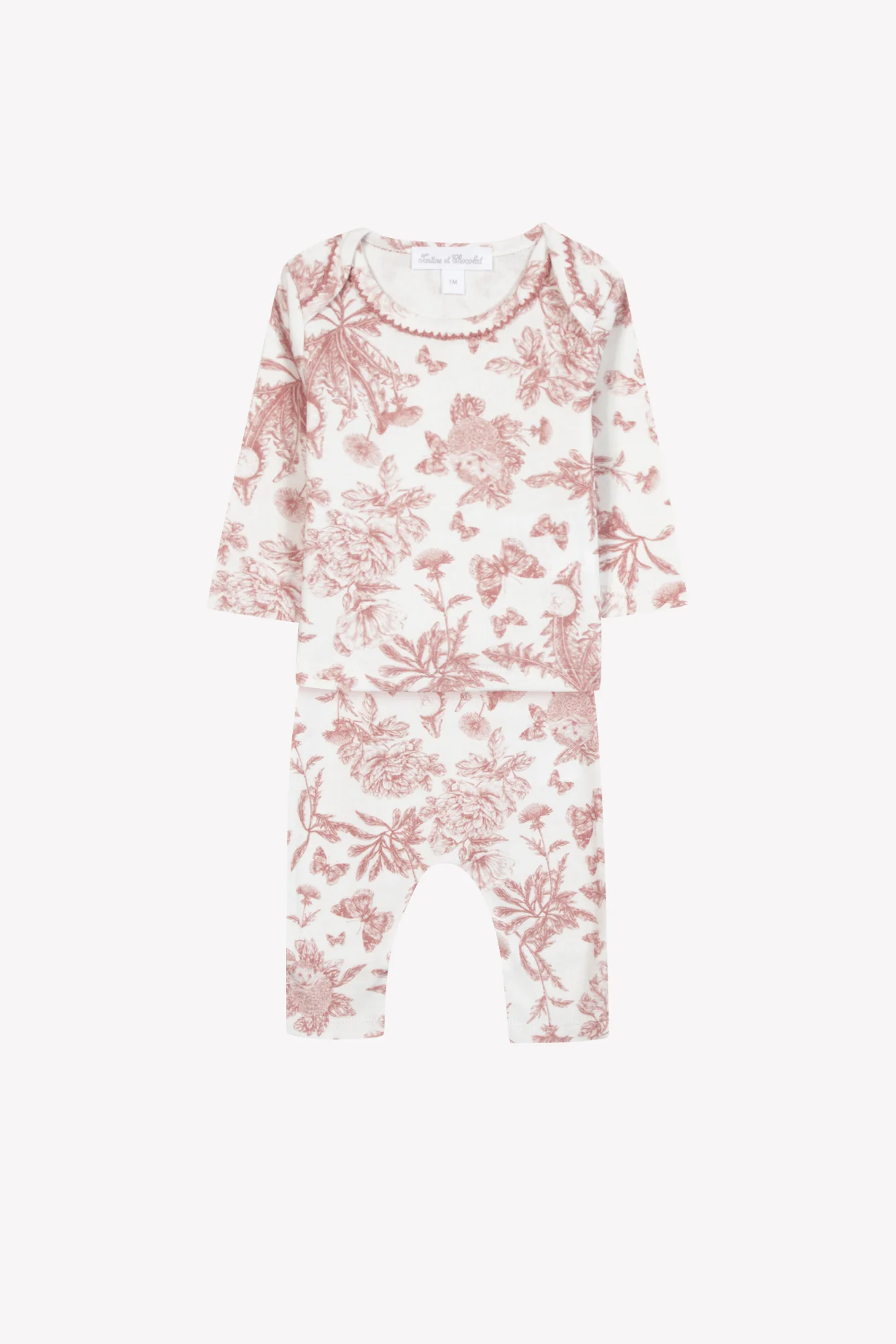 Pyjama 2 pièces - Imprimé inspiration Toile de Jouy rose