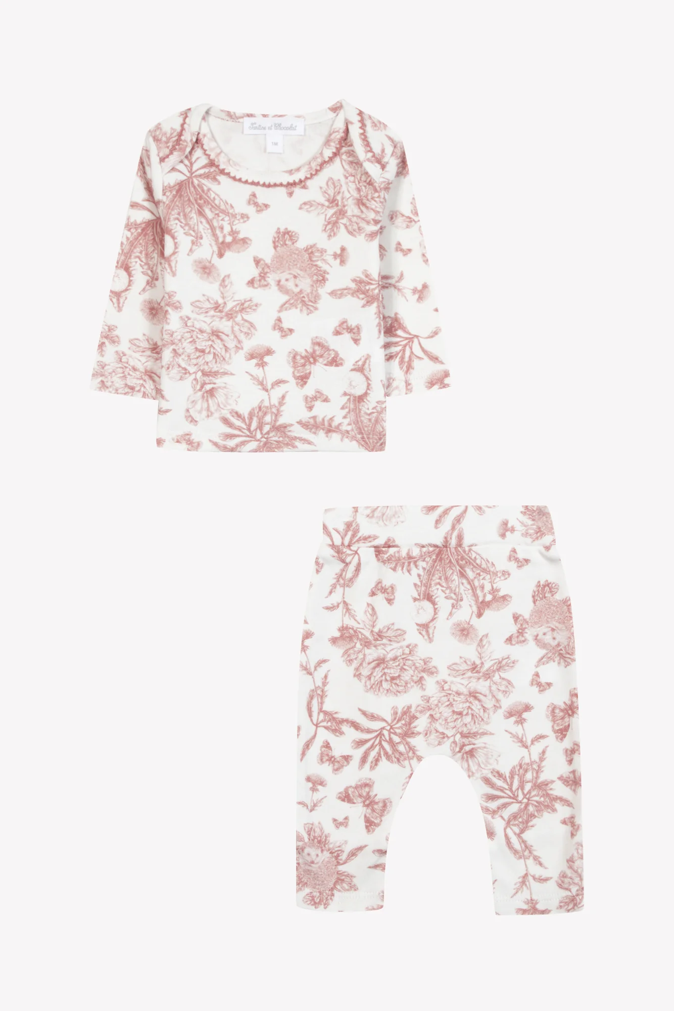 Pyjama 2 pièces - Imprimé inspiration Toile de Jouy rose - Image 2