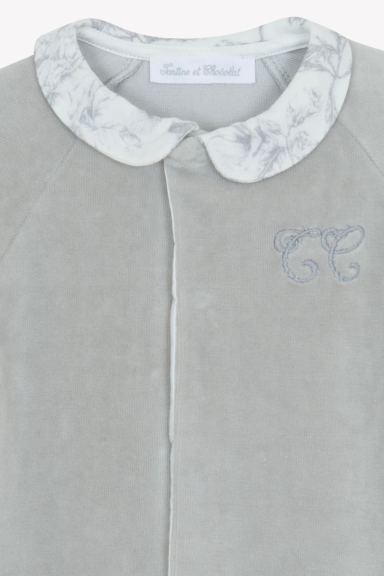 Pyjama - Gris en velours imprimé inspiration toile de jouy - Image 7