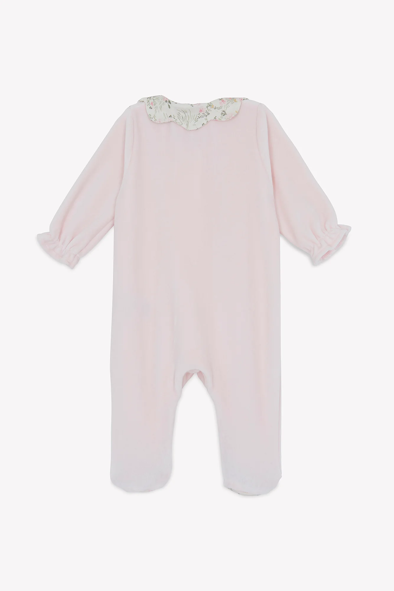 Pyjama - Velours rose pâle imprimé fleuri jardin hivernal - Image 7
