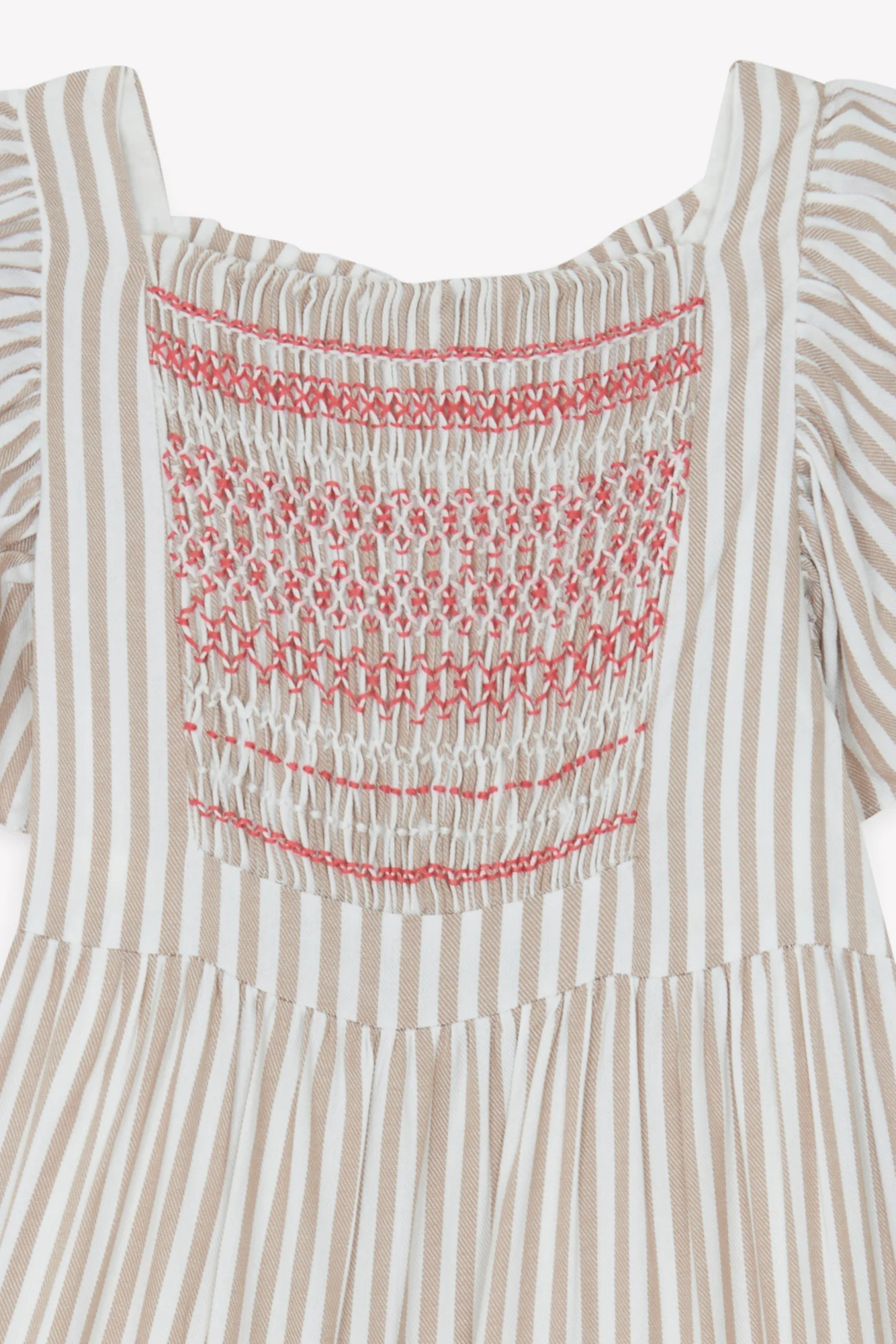 Robe - Ambre à rayures smock brodé - Image 7