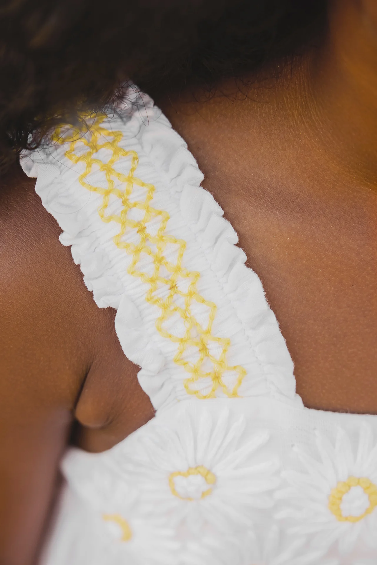 Robe - Blanc broderie fleurie - Image 2