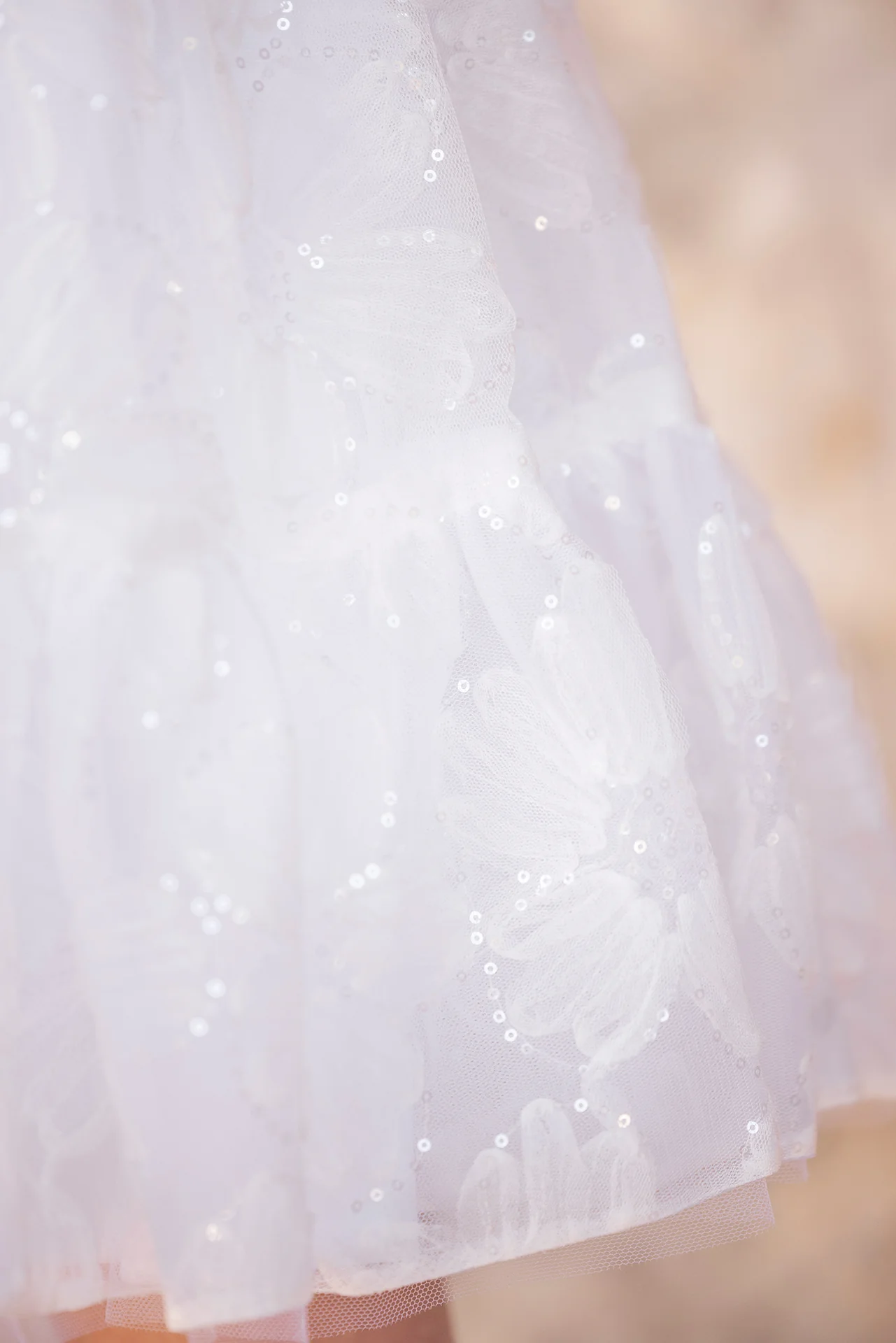 Robe - Blanc fleurs pailletées - Image 3