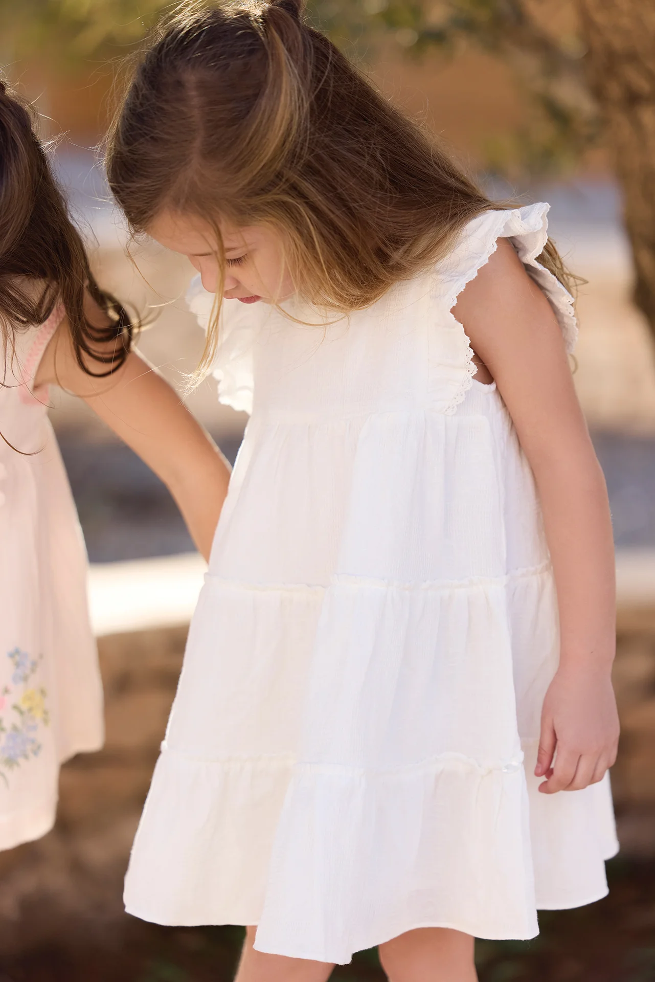 Robe - Blanc fleurs ton sur ton