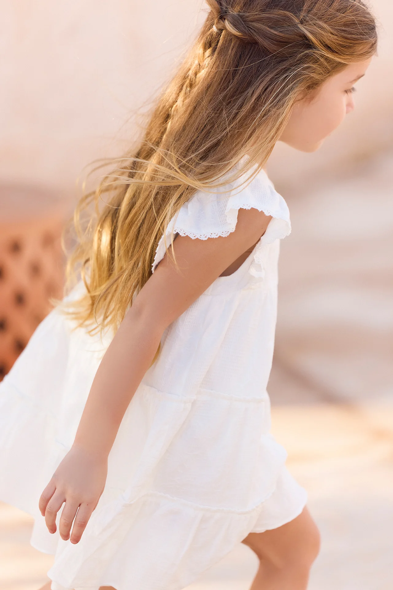 Robe - Blanc fleurs ton sur ton - Image 5