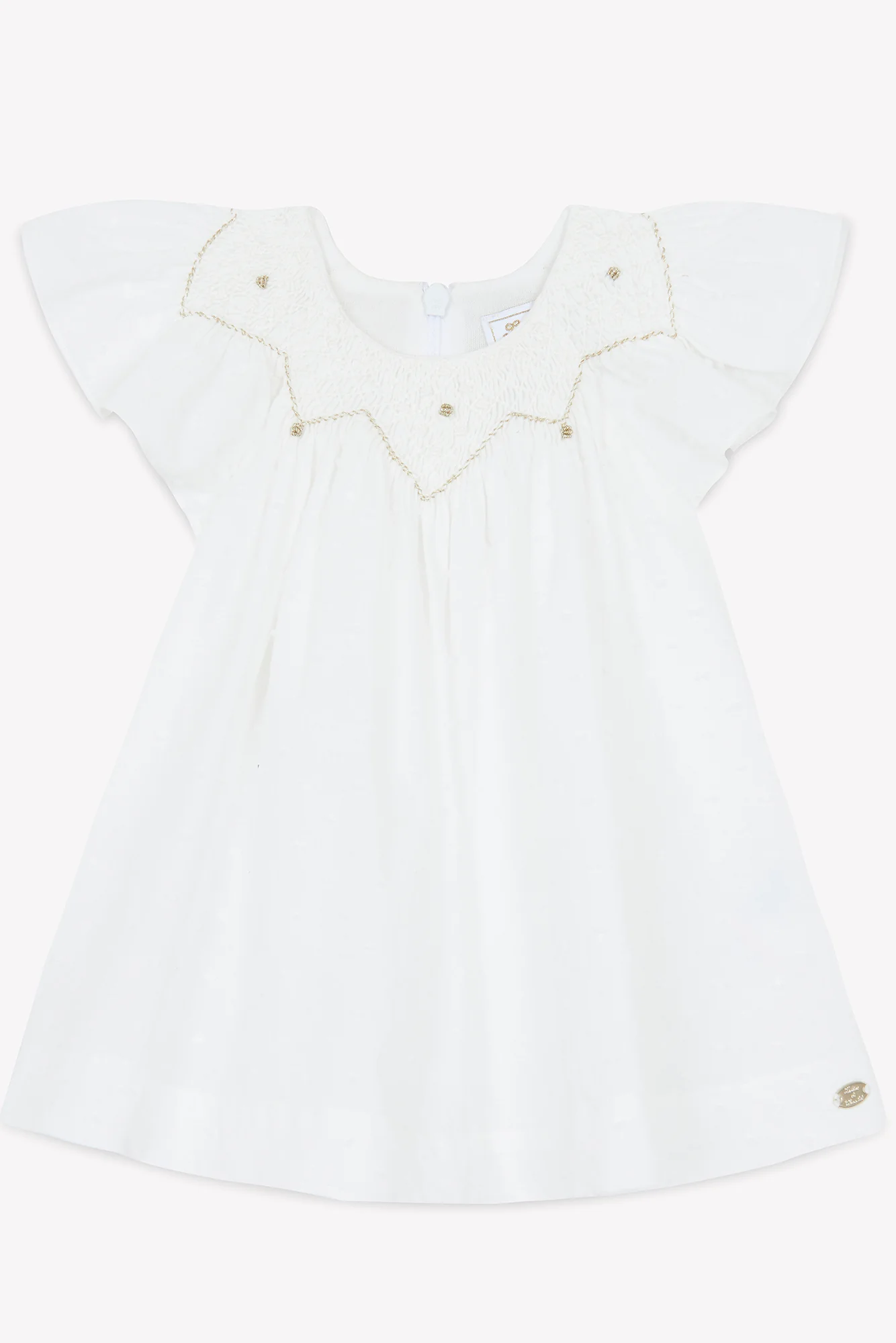 Robe - Blanc smock tissu plumetis - Image 3