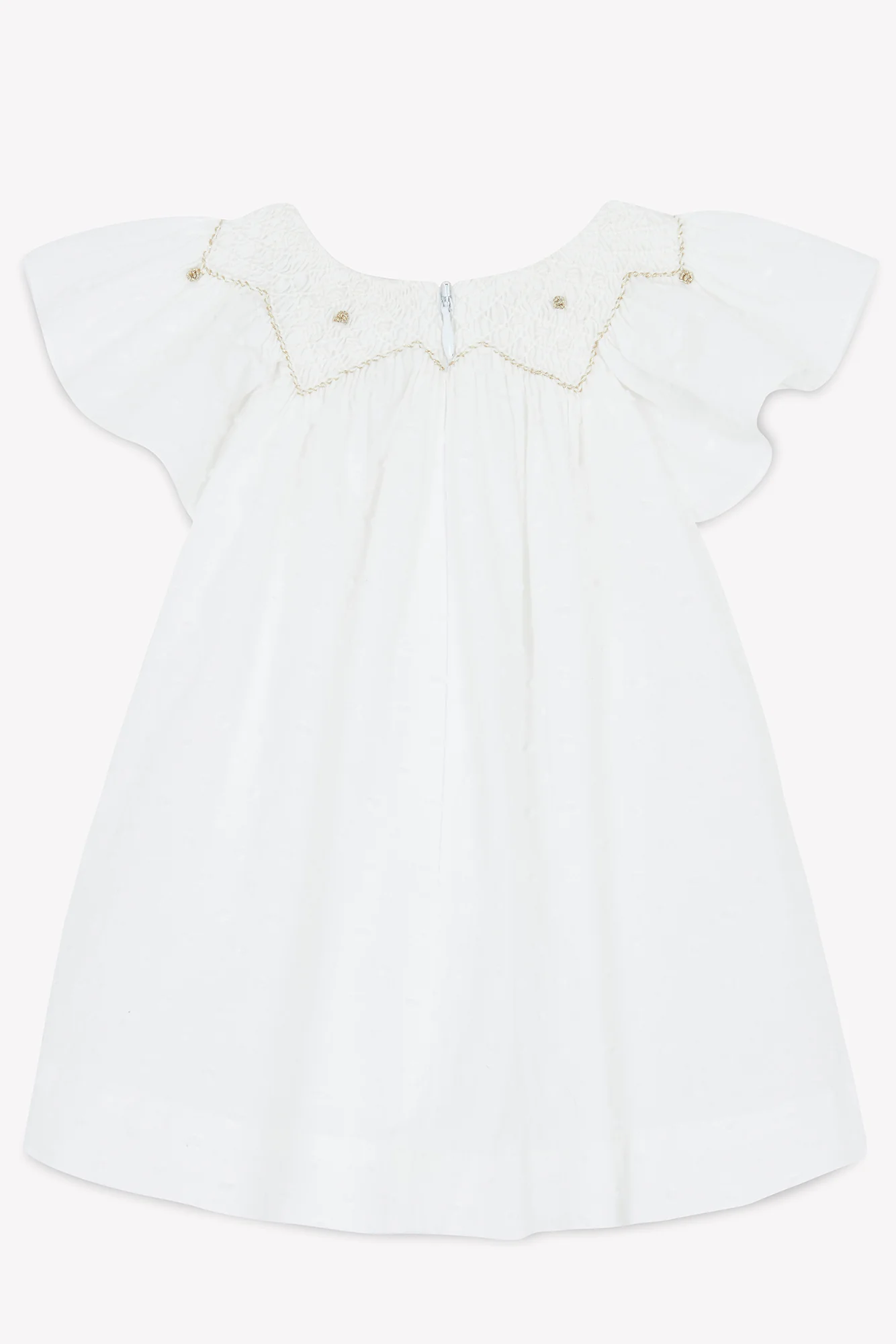 Robe - Blanc smock tissu plumetis - Image 4