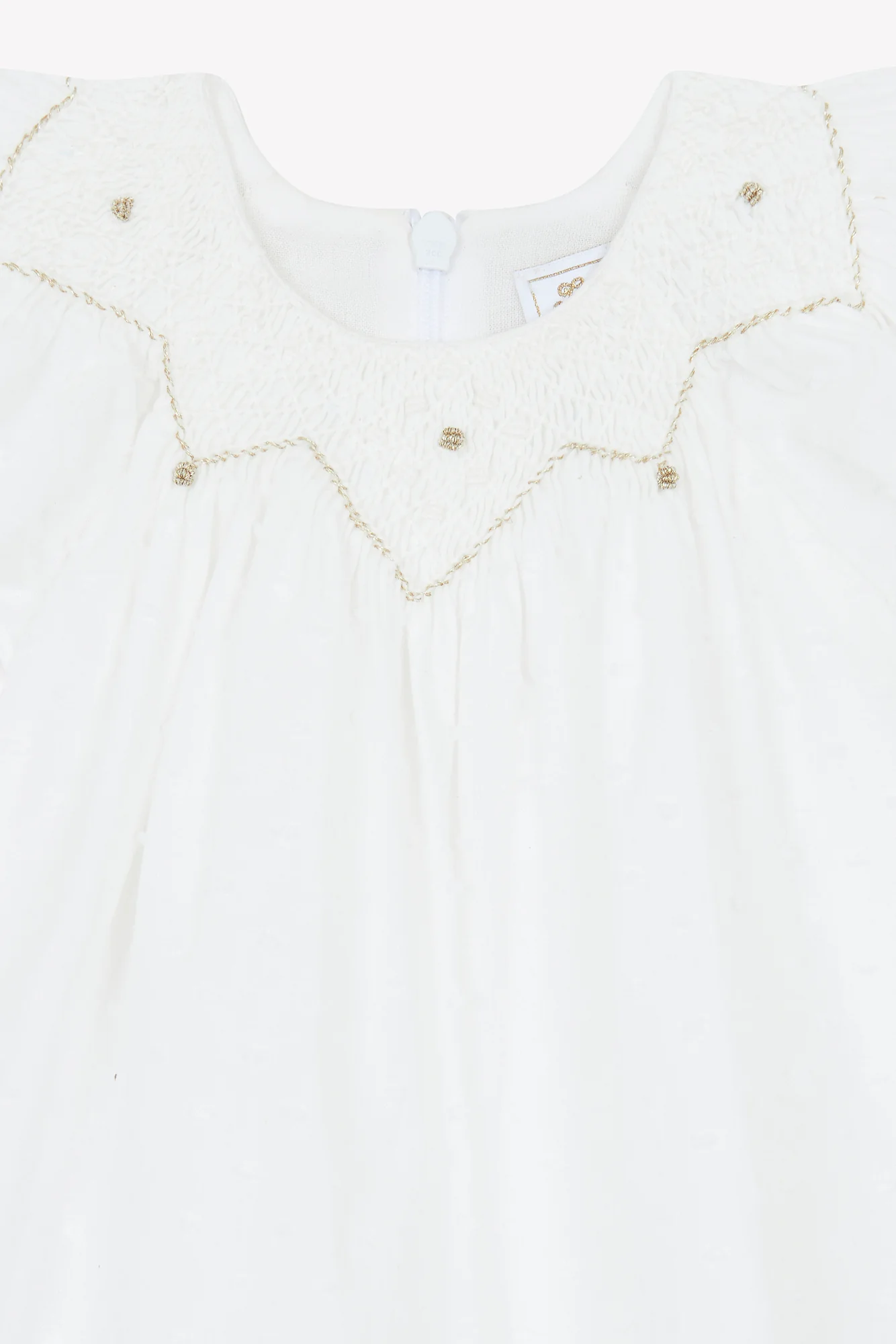 Robe - Blanc smock tissu plumetis - Image 5