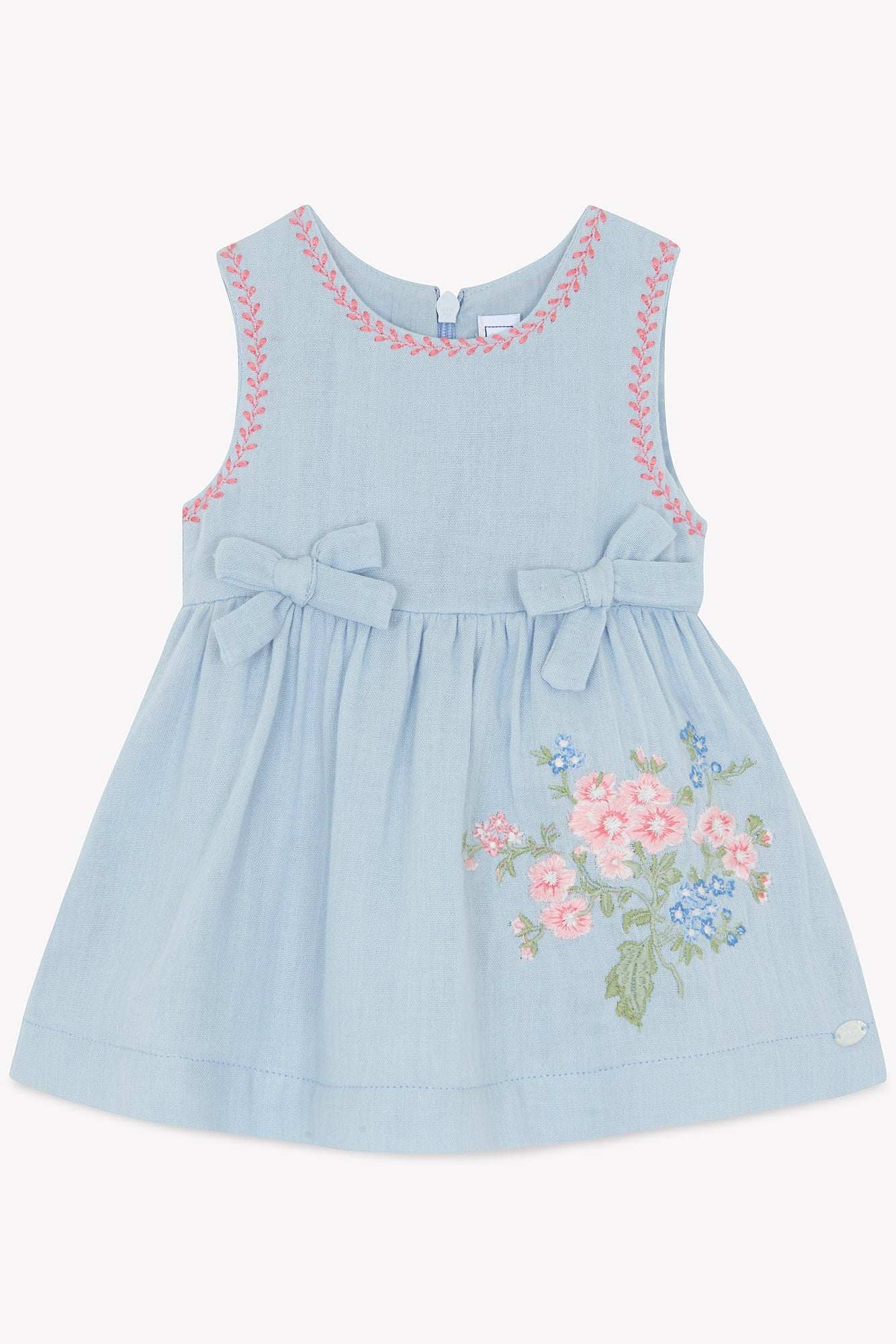 Robe - Bleu céleste détails nœuds - Image 6