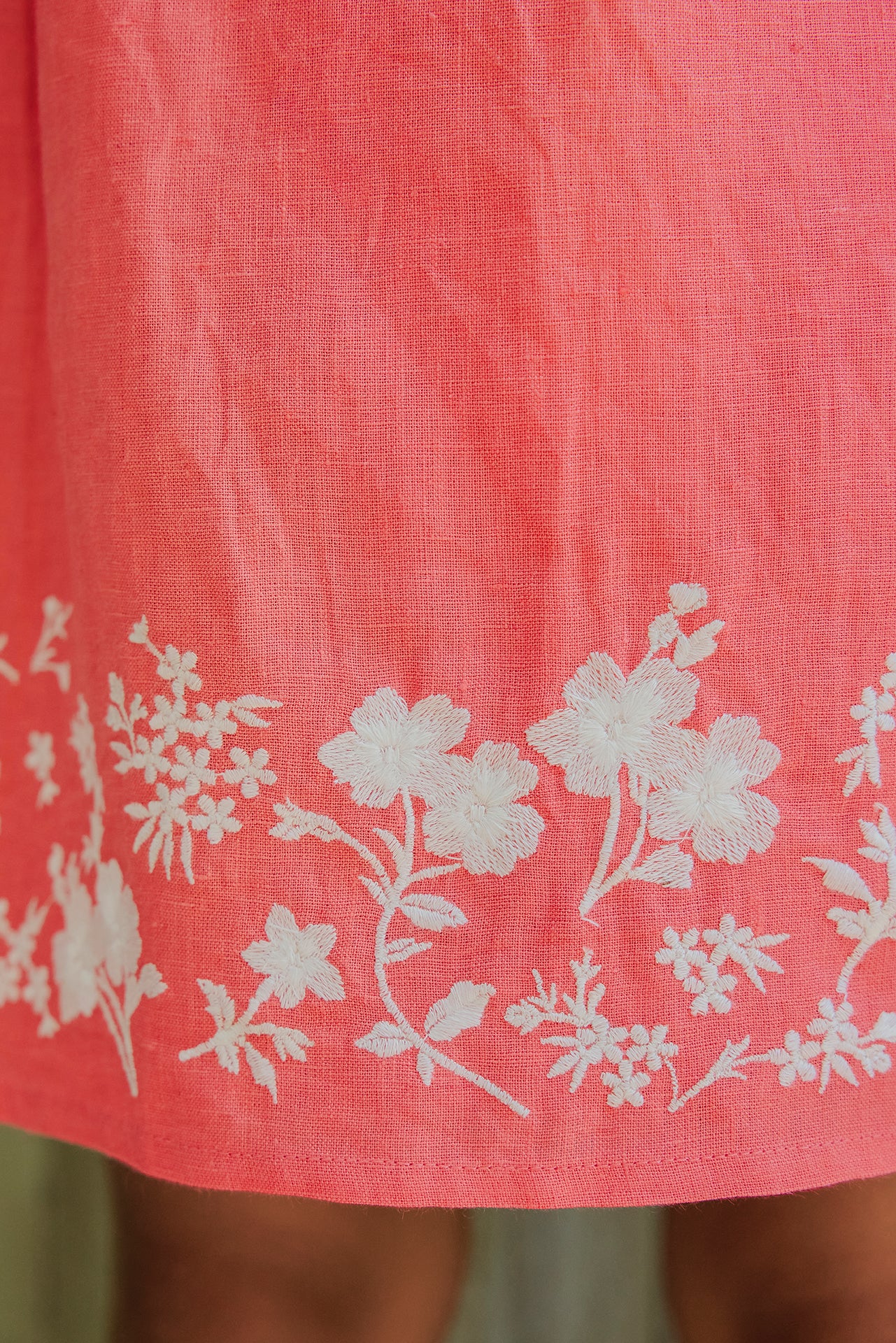 Robe - Corail lin broderie fleurie - Image 3