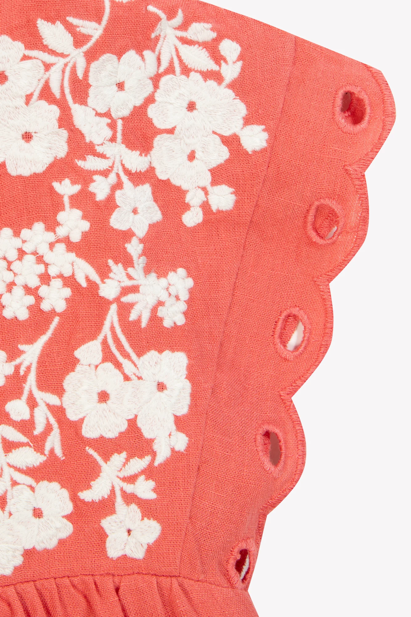 Robe - Corail lin broderie fleurie - Image 6