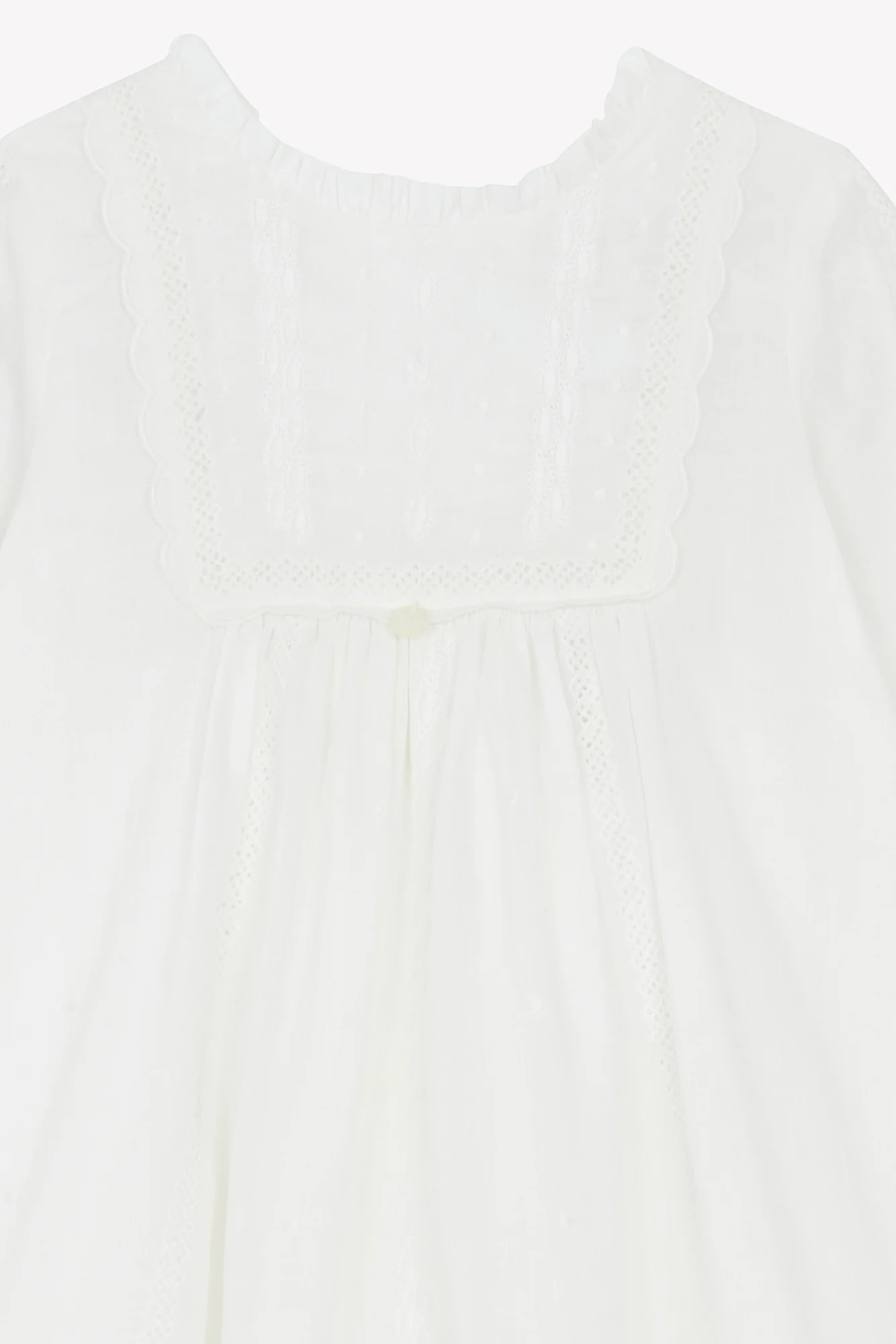 Robe de Baptême - Écru détails dentelle et Volants - Image 11
