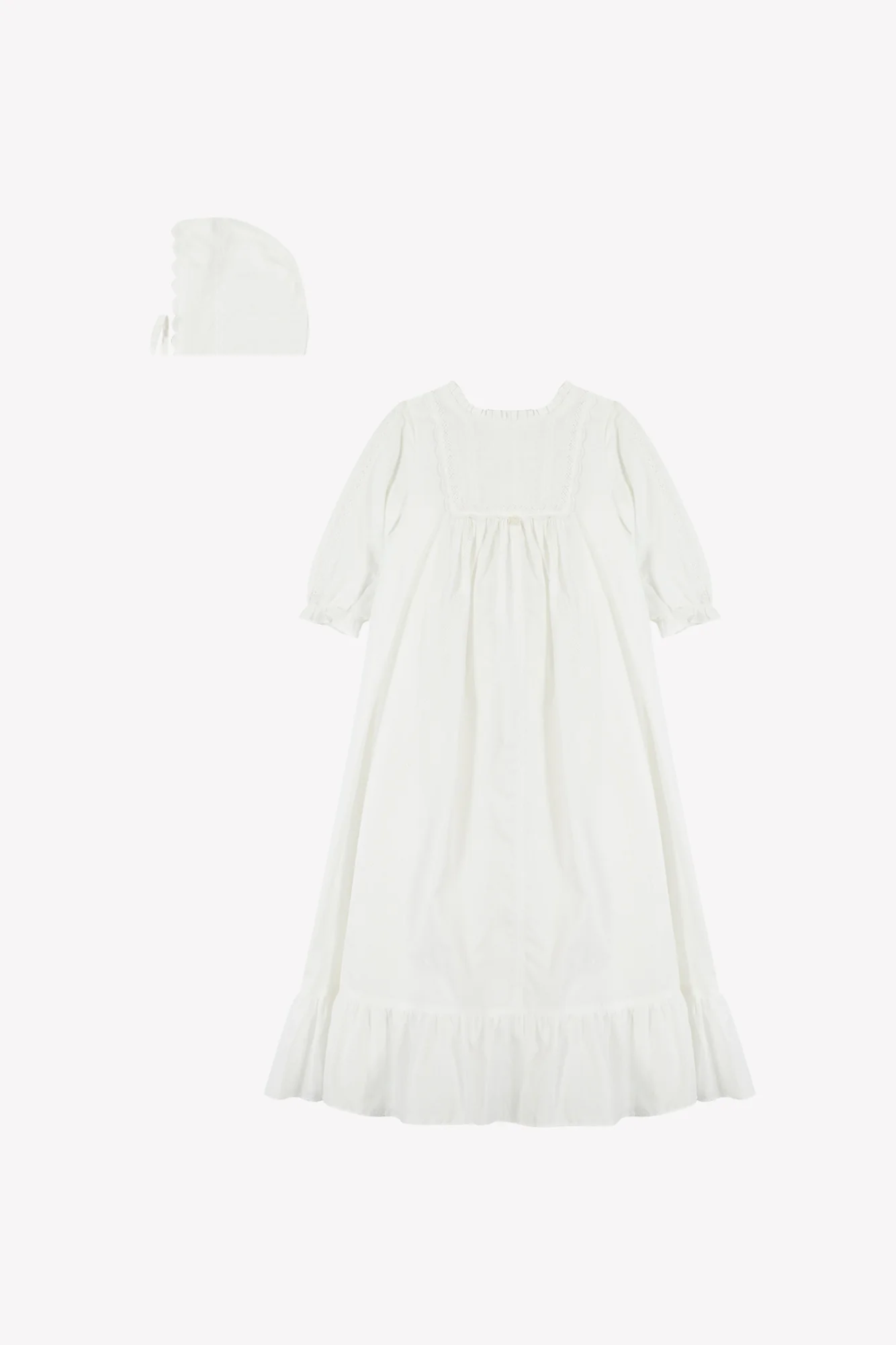 Robe de Baptême - Écru détails dentelle et Volants - Image 6