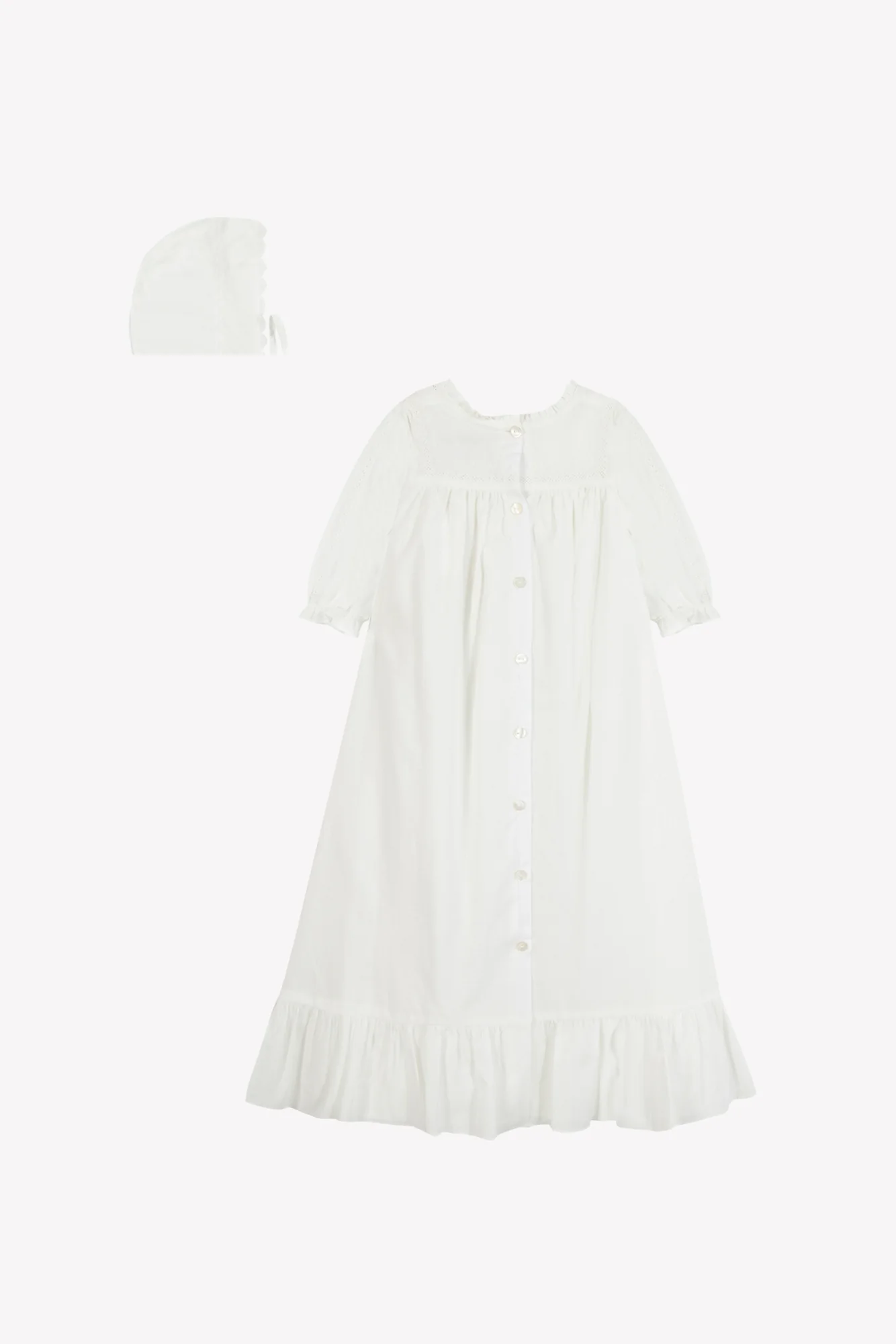 Robe de Baptême - Écru détails dentelle et Volants - Image 7
