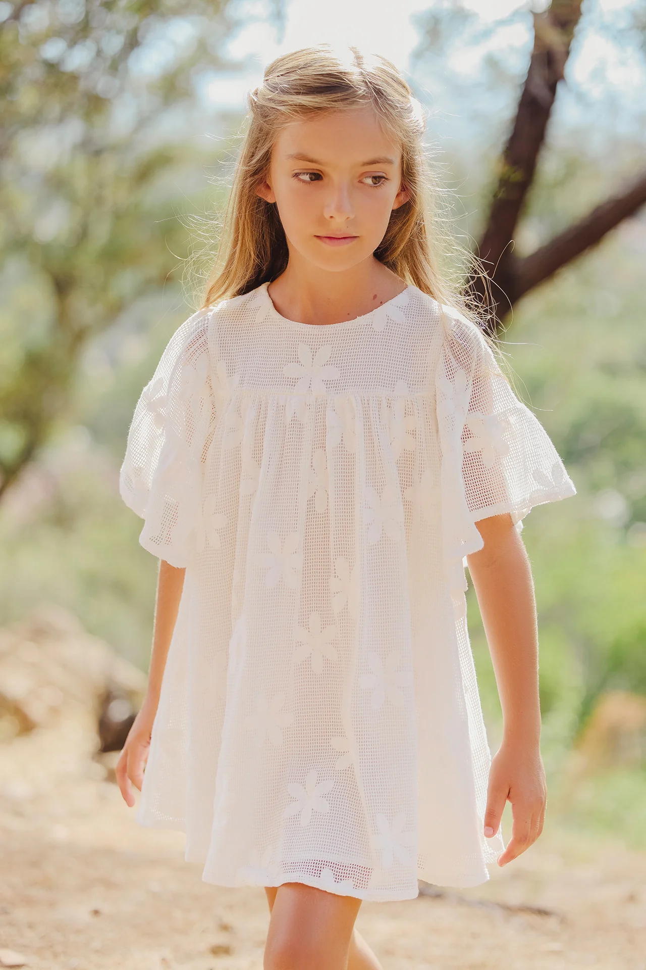 Robe - écru broderie fleurs - Image 2