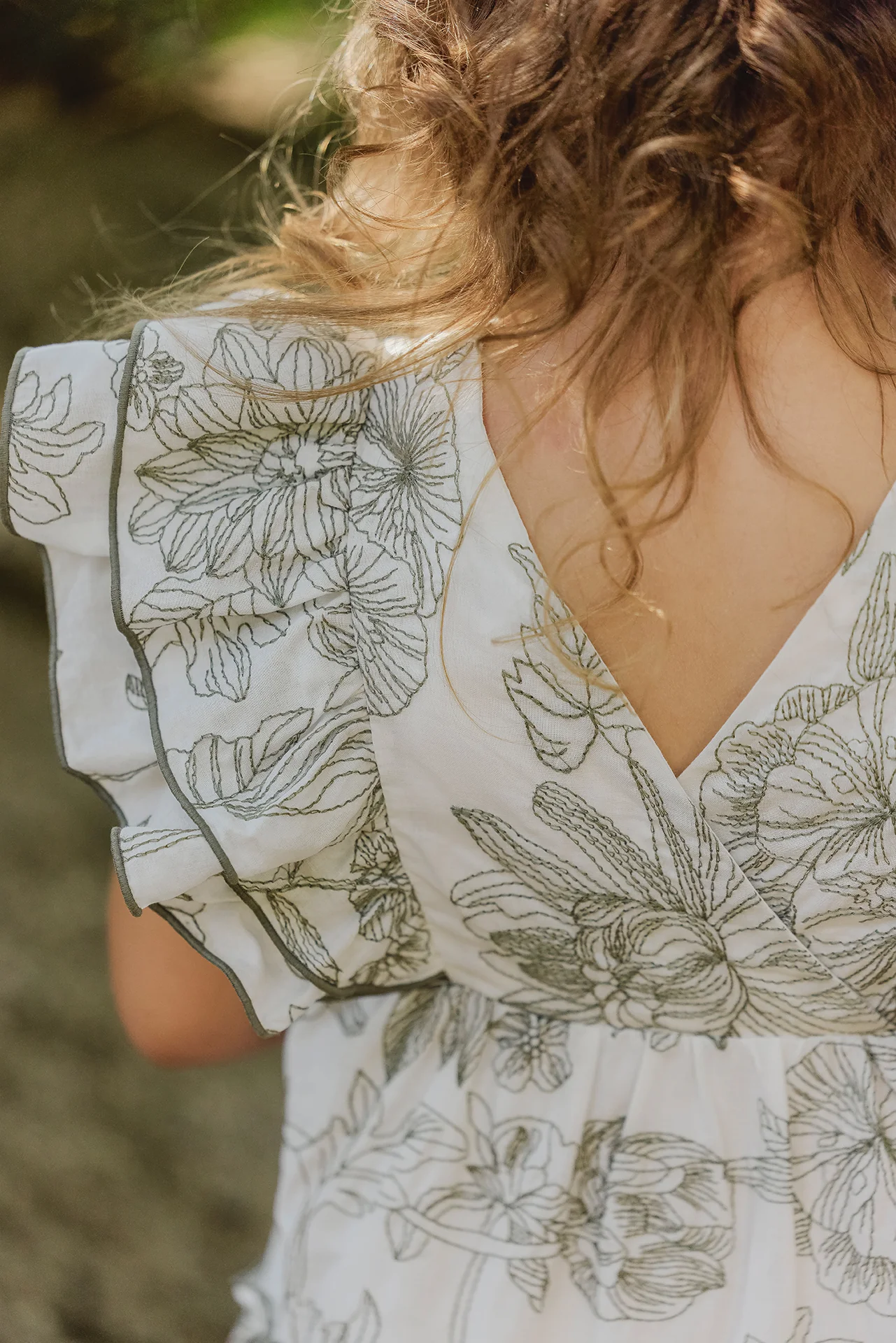 Robe - Kaki imprimé fleuri - Image 3