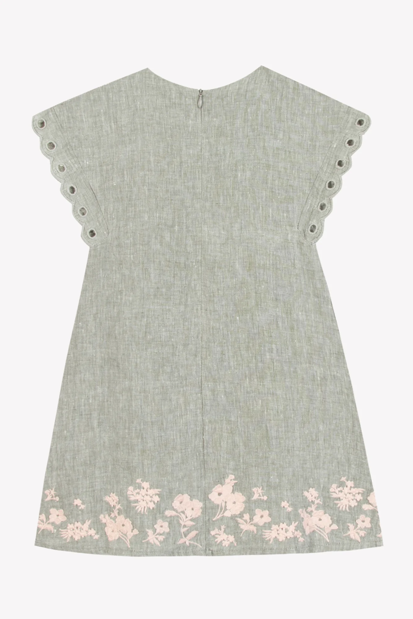 Robe - Kaki lin broderie fleurie - Image 5