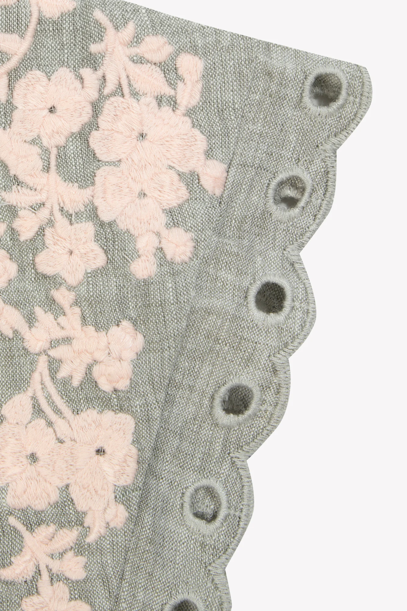 Robe - Kaki lin broderie fleurie - Image 6