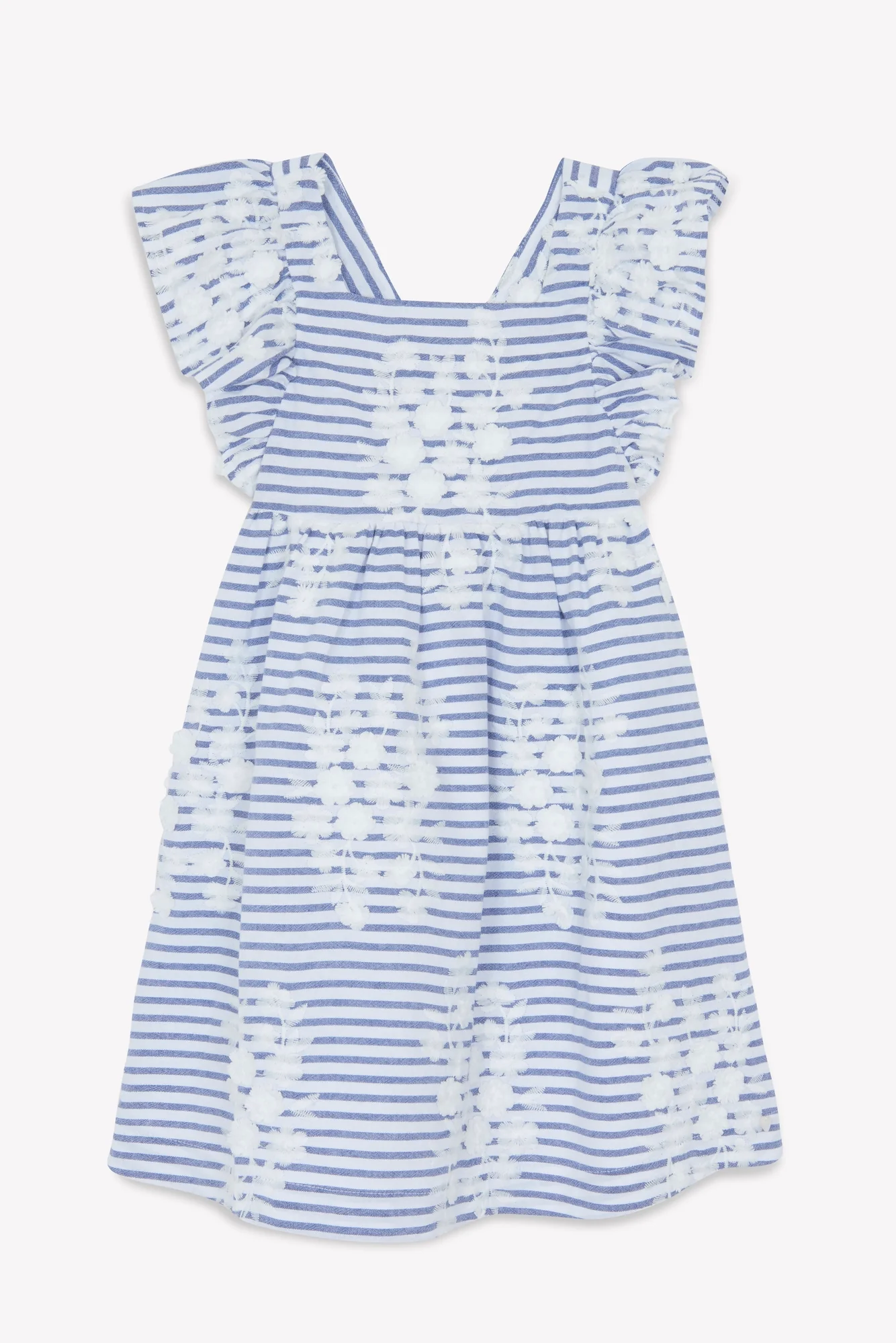 Robe - Marine à rayures broderie fleurie - Image 6