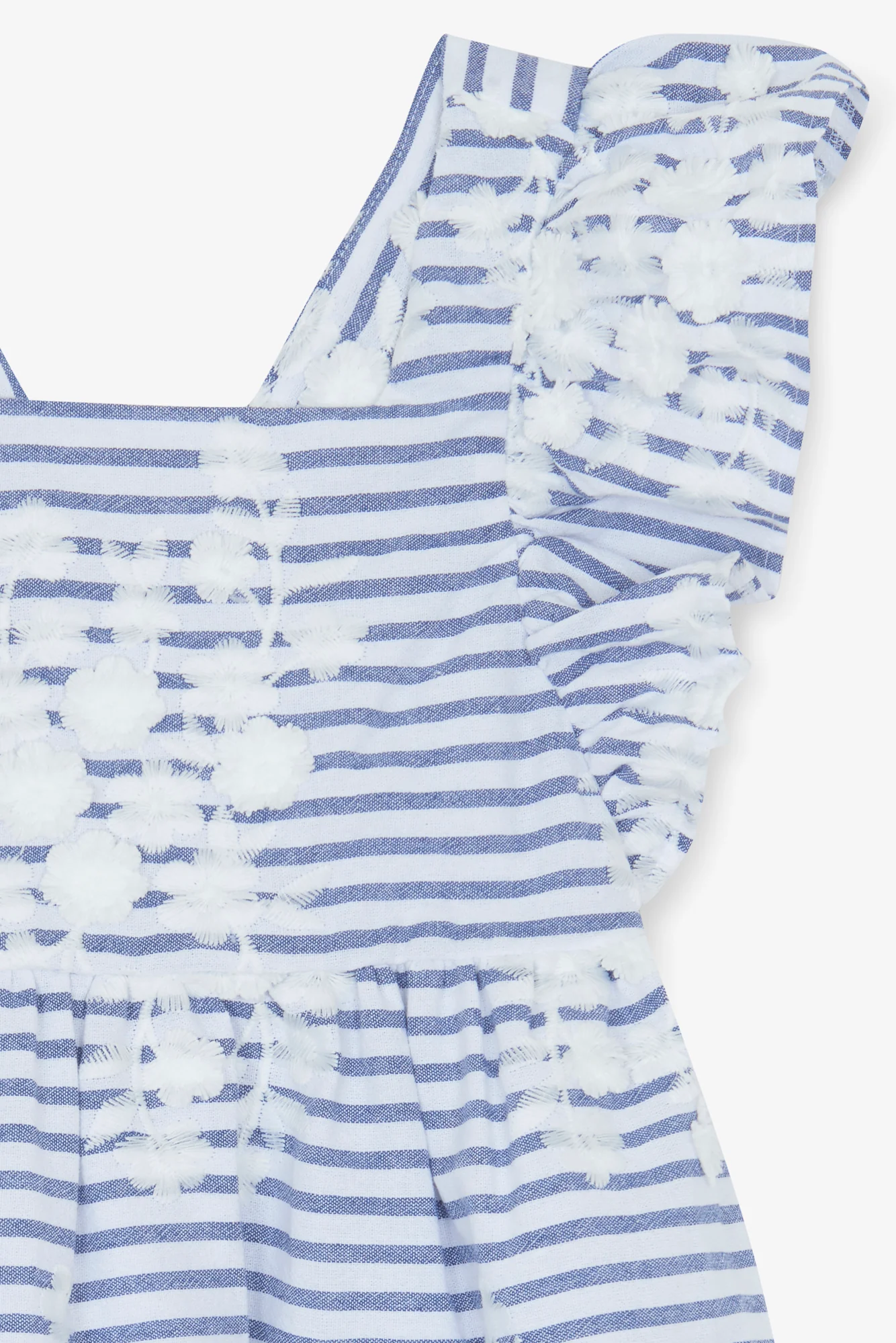 Robe - Marine à rayures broderie fleurie - Image 7