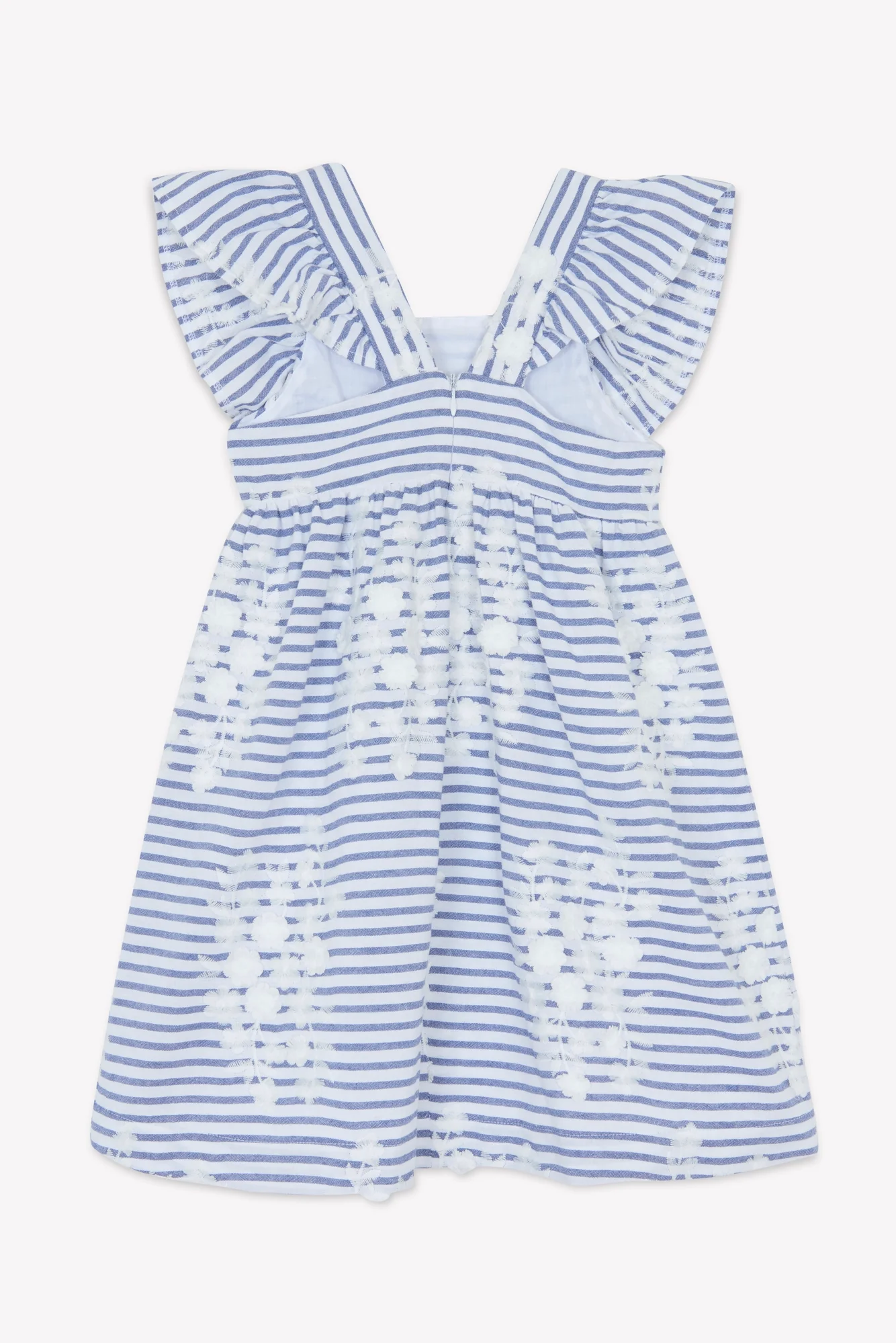 Robe - Marine à rayures broderie fleurie - Image 8